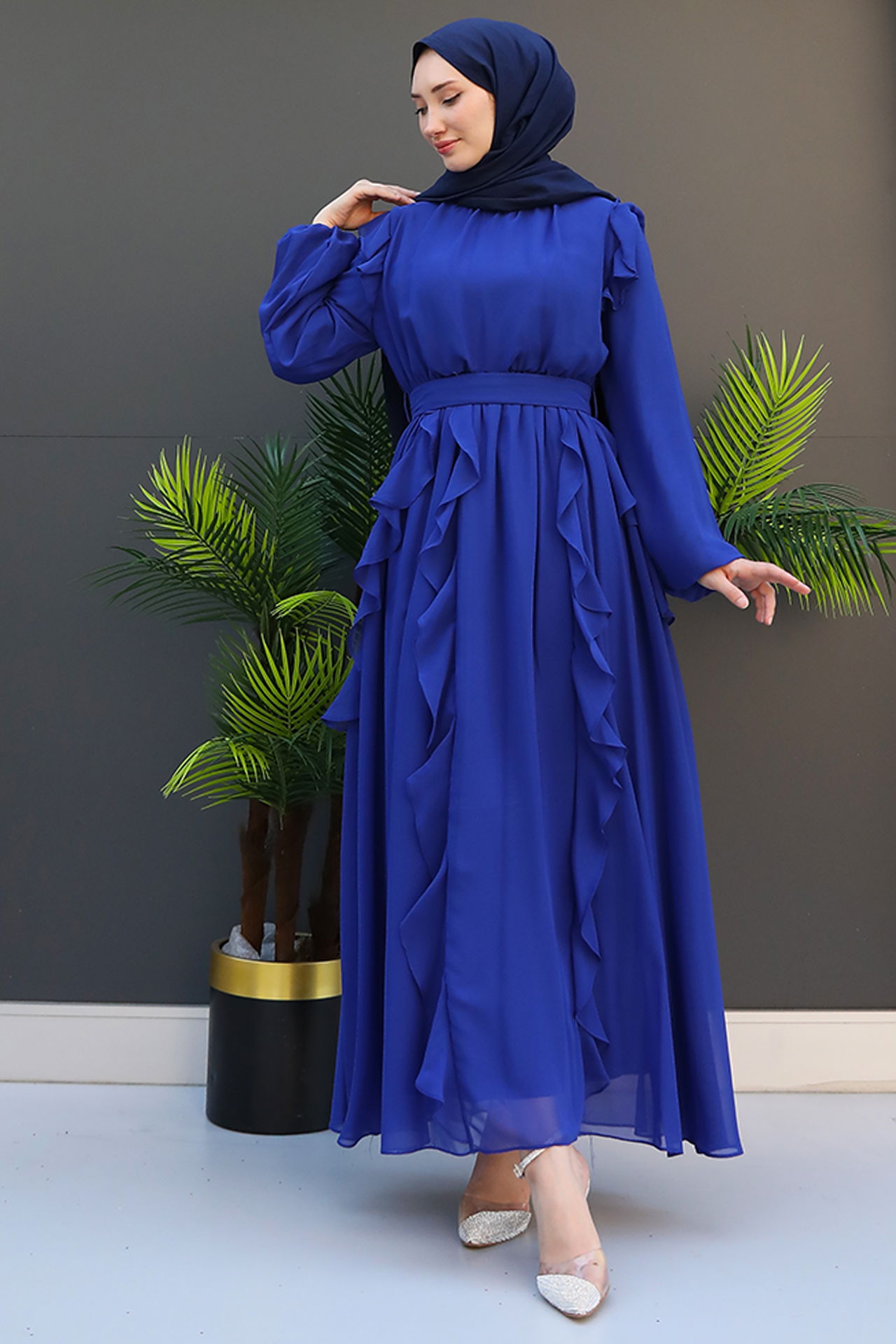 Rümeysa Şifon Elbise Gece Mavi - 2