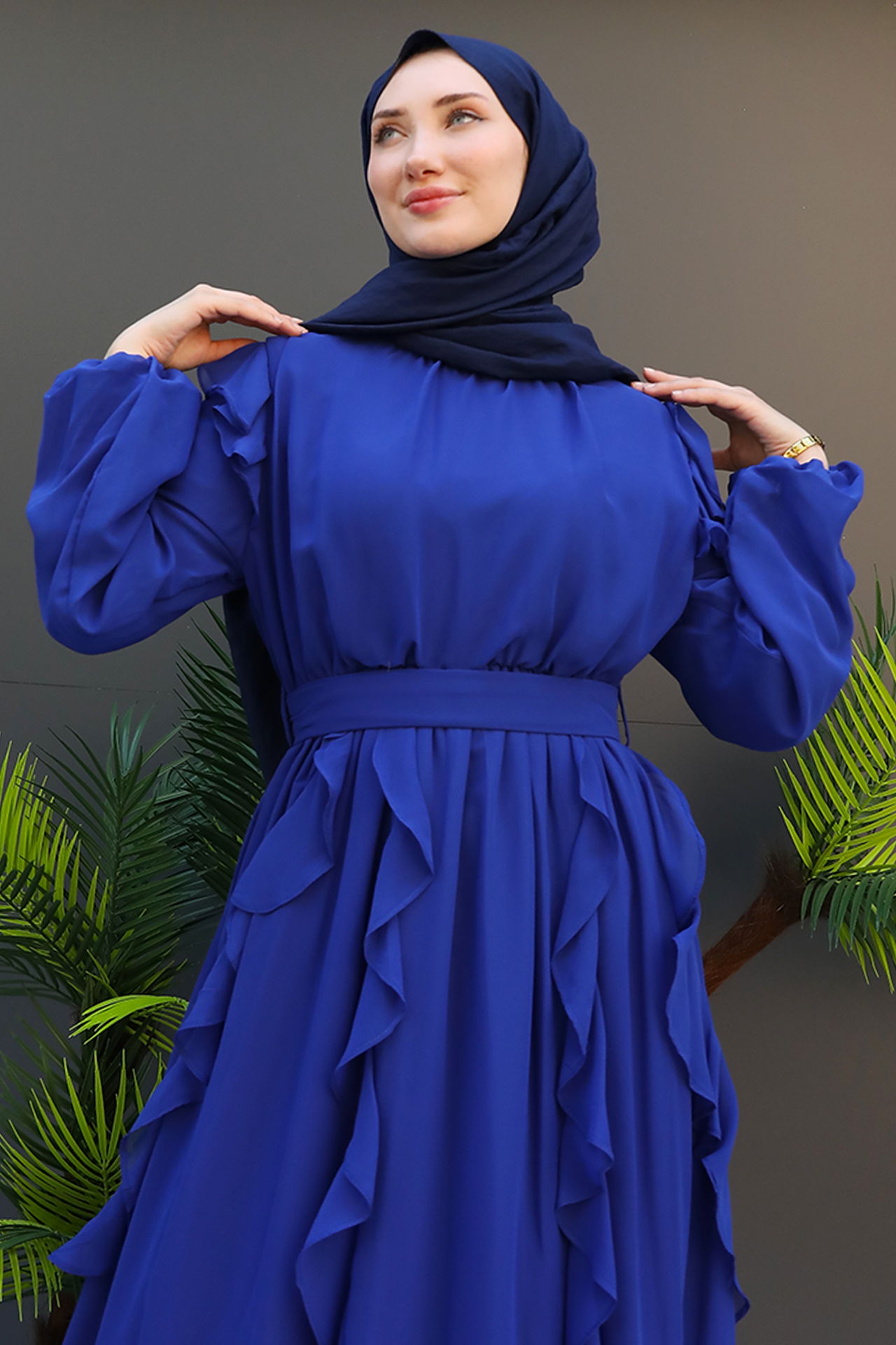 Rümeysa Şifon Elbise Gece Mavi - 5