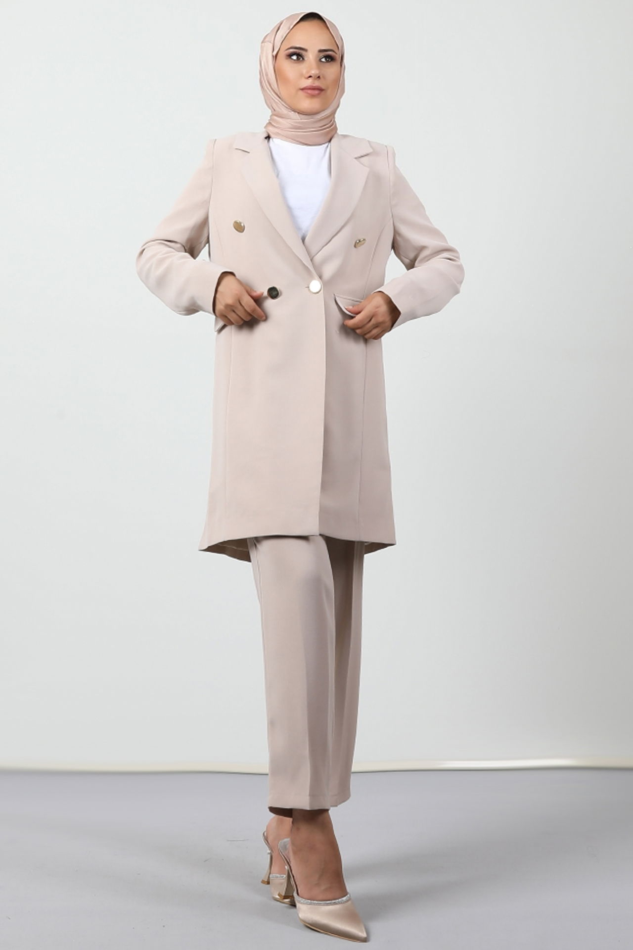 Blazer Ceket Takım Bej 