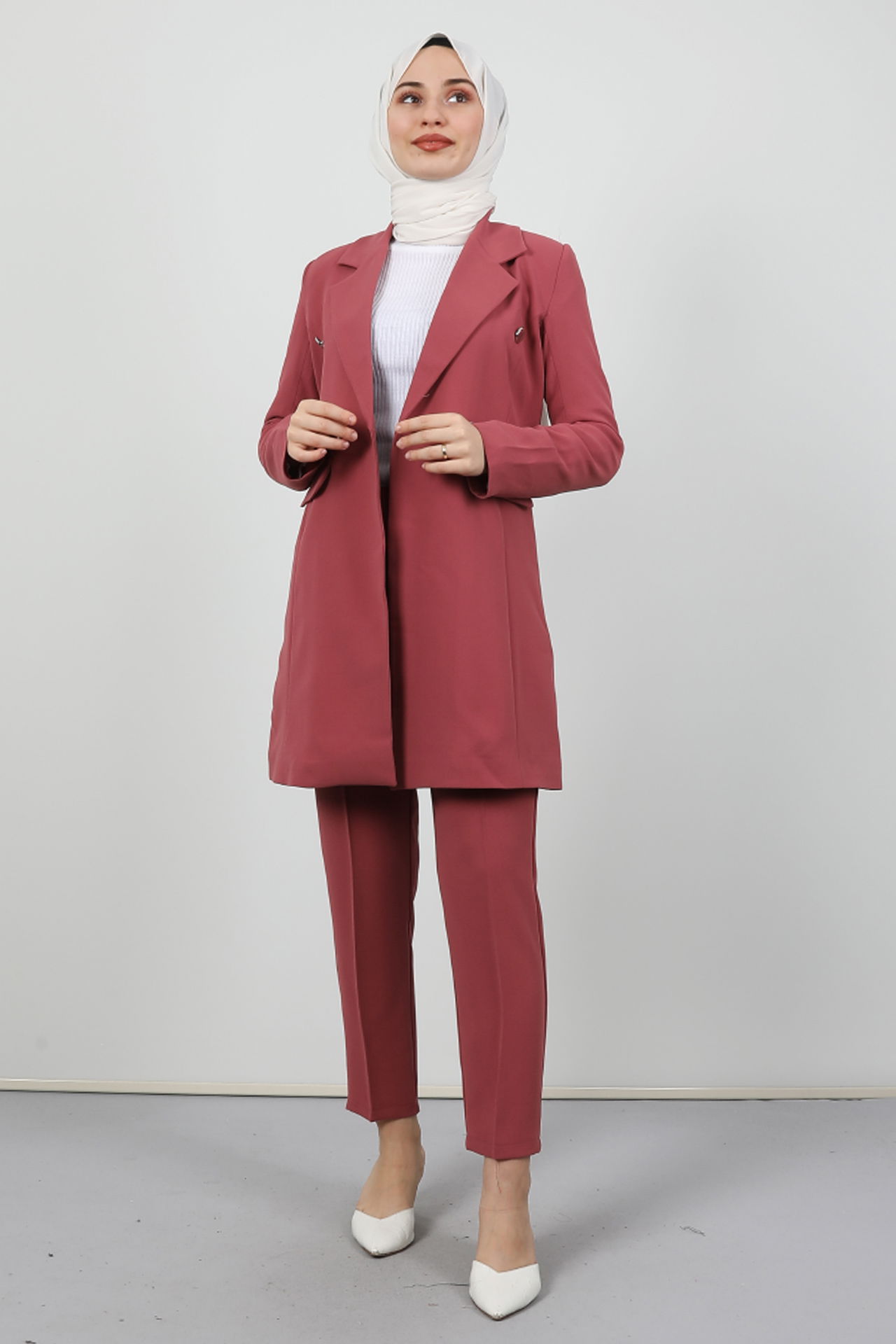 Blazer Ceket Takım Pembe 