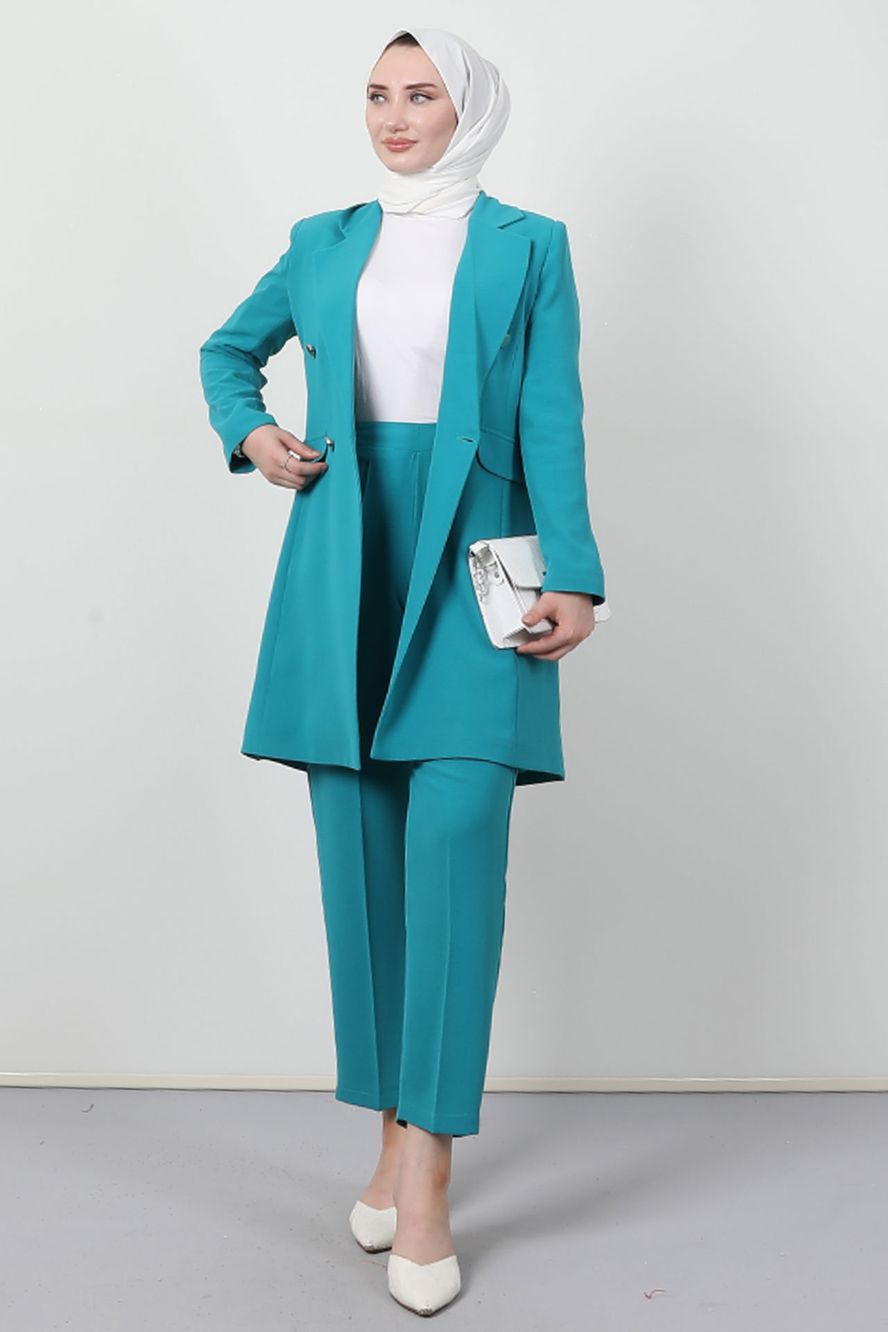 Blazer Ceket Takım Turkuaz 