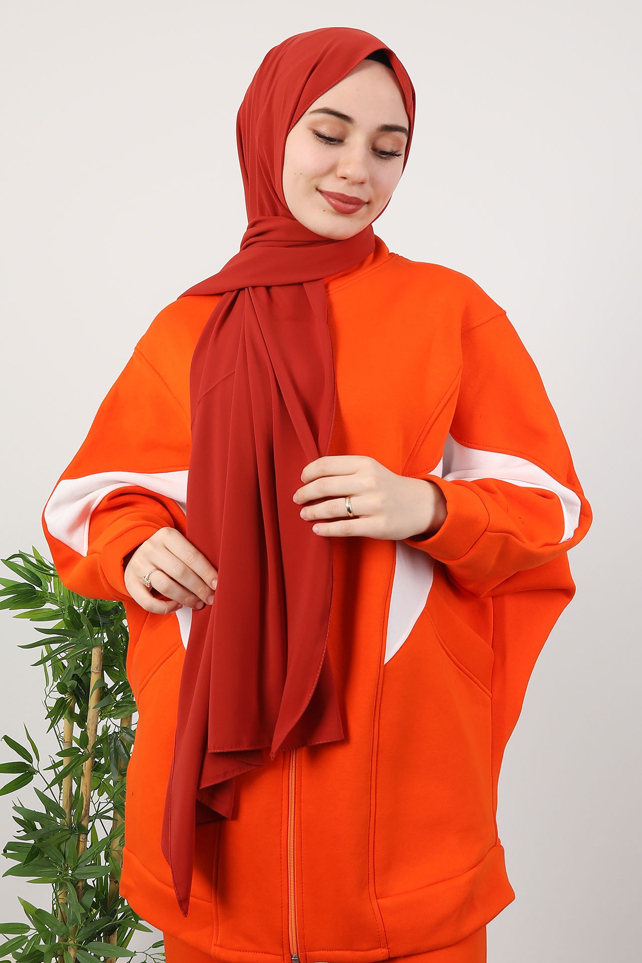 Medine İpeği Şal Kiremit 