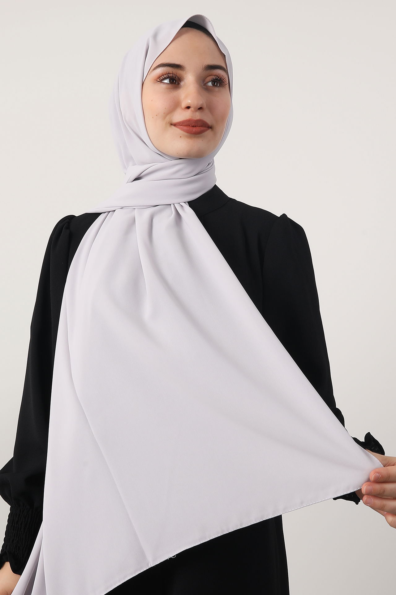 Medine İpeği Şal Açık Gri 
