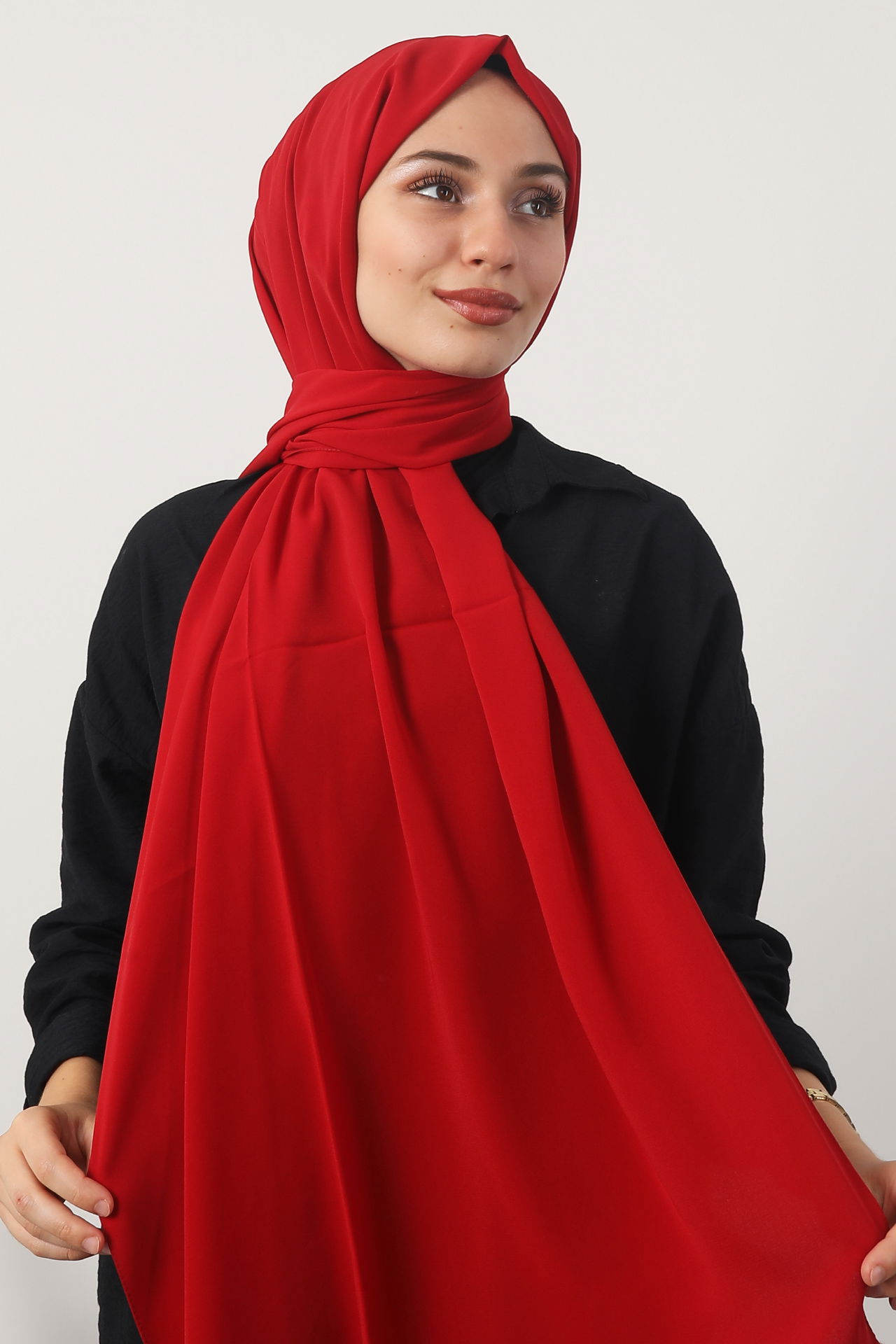 Medine İpeği Şal Koyu Kırmızı 
