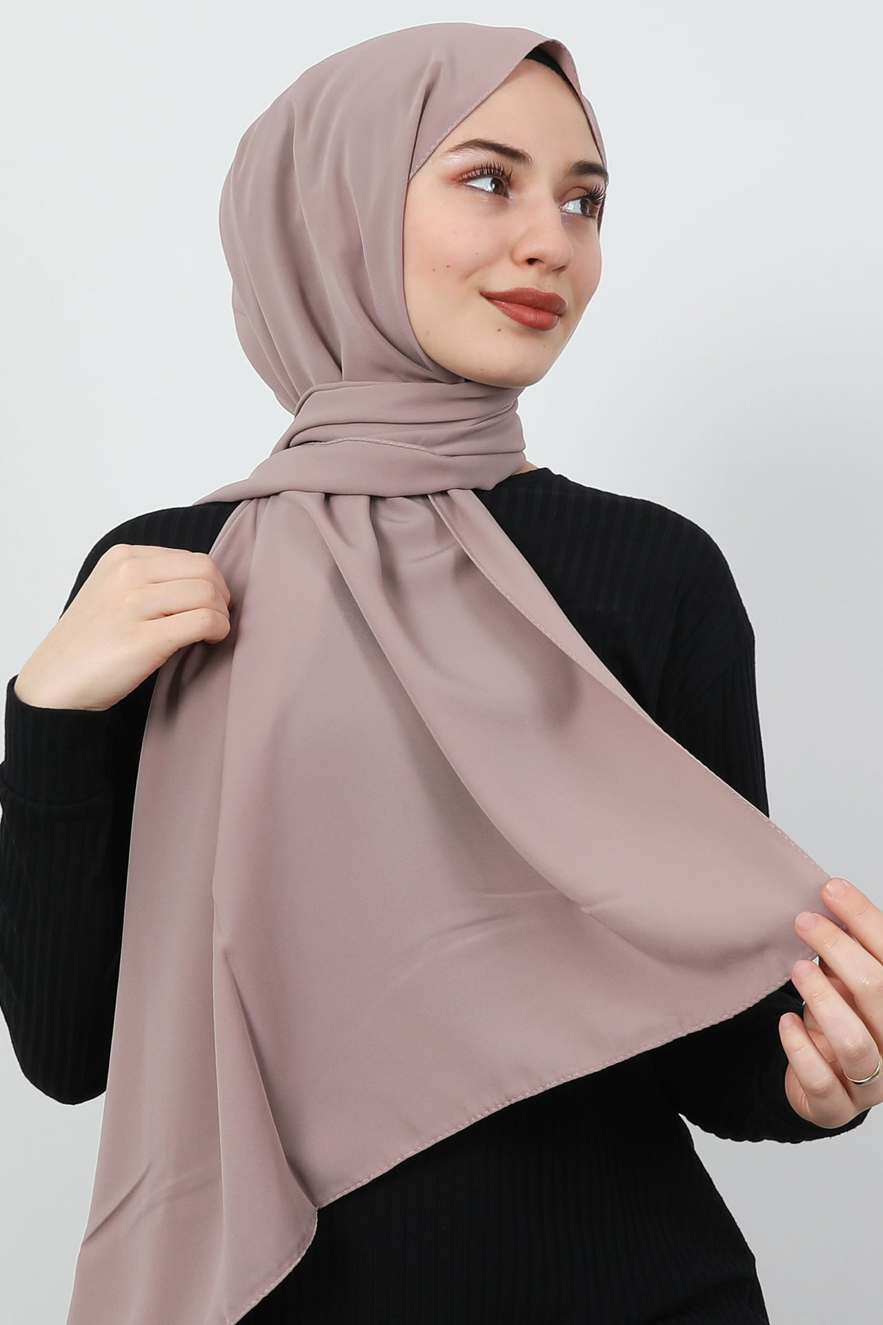 Medine İpeği Şal Koyu Pudra 