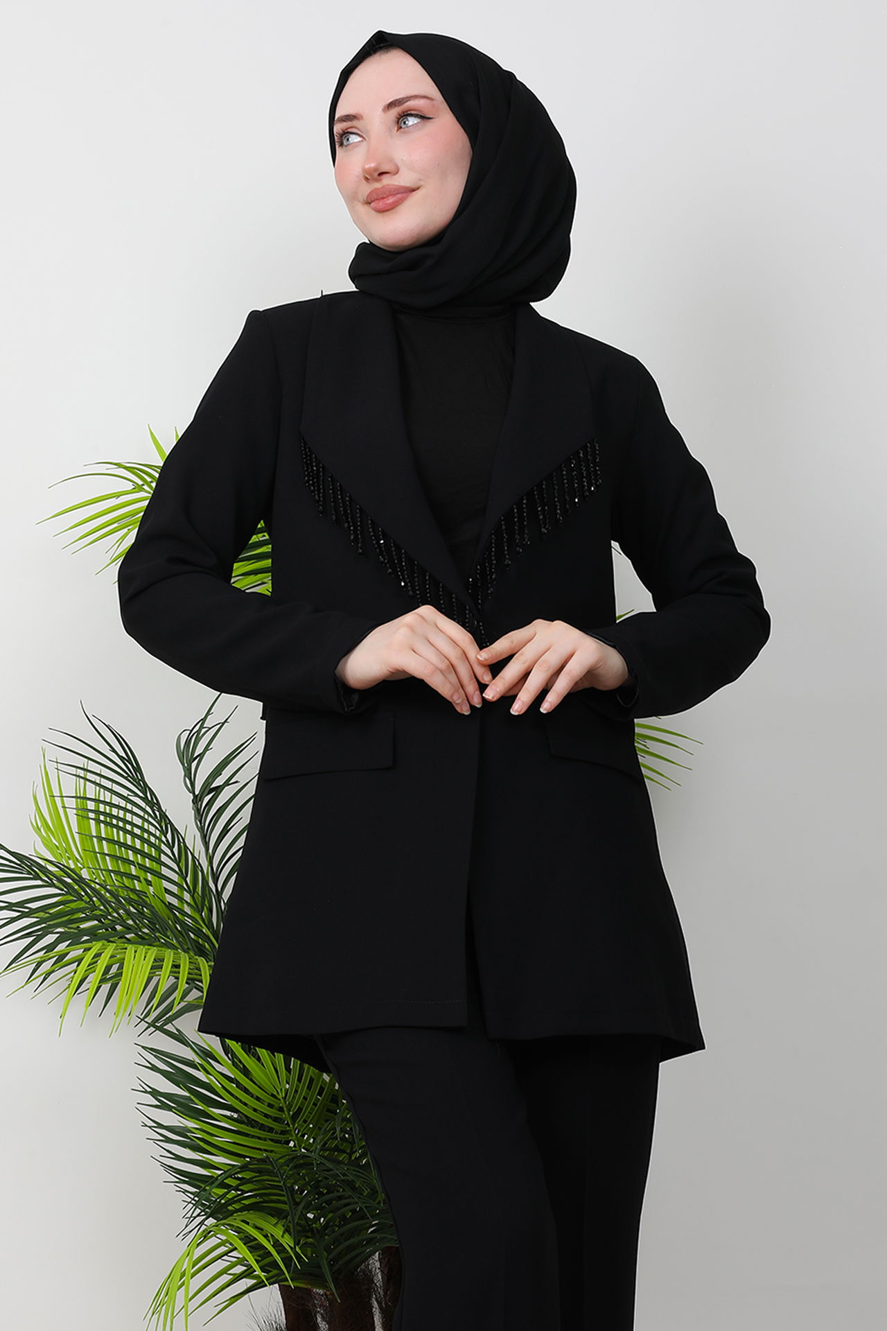 Asena Taşlı Takım Siyah - 5