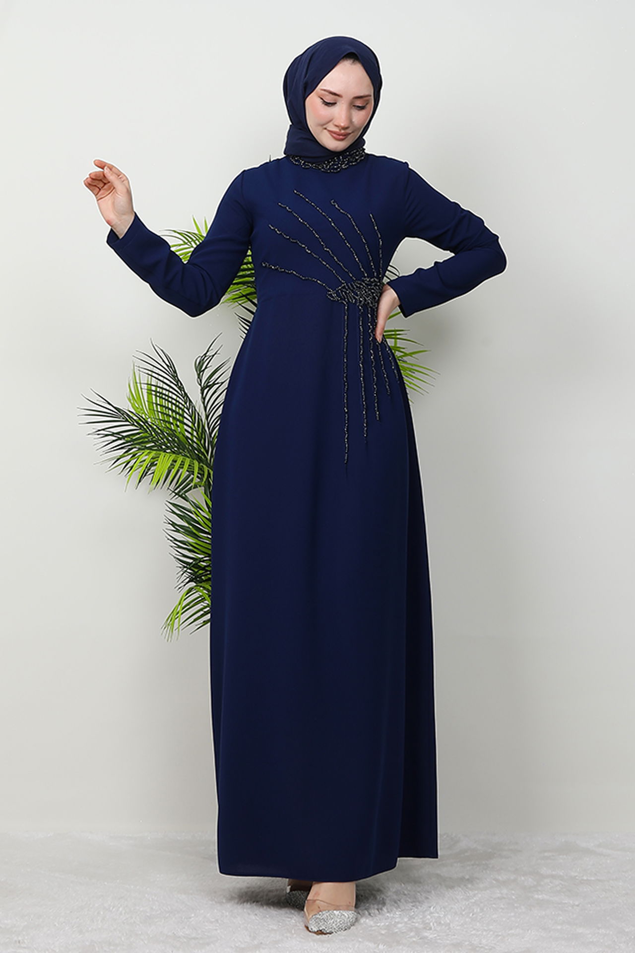 Gaye Taşlı Elbise Lacivert - 2
