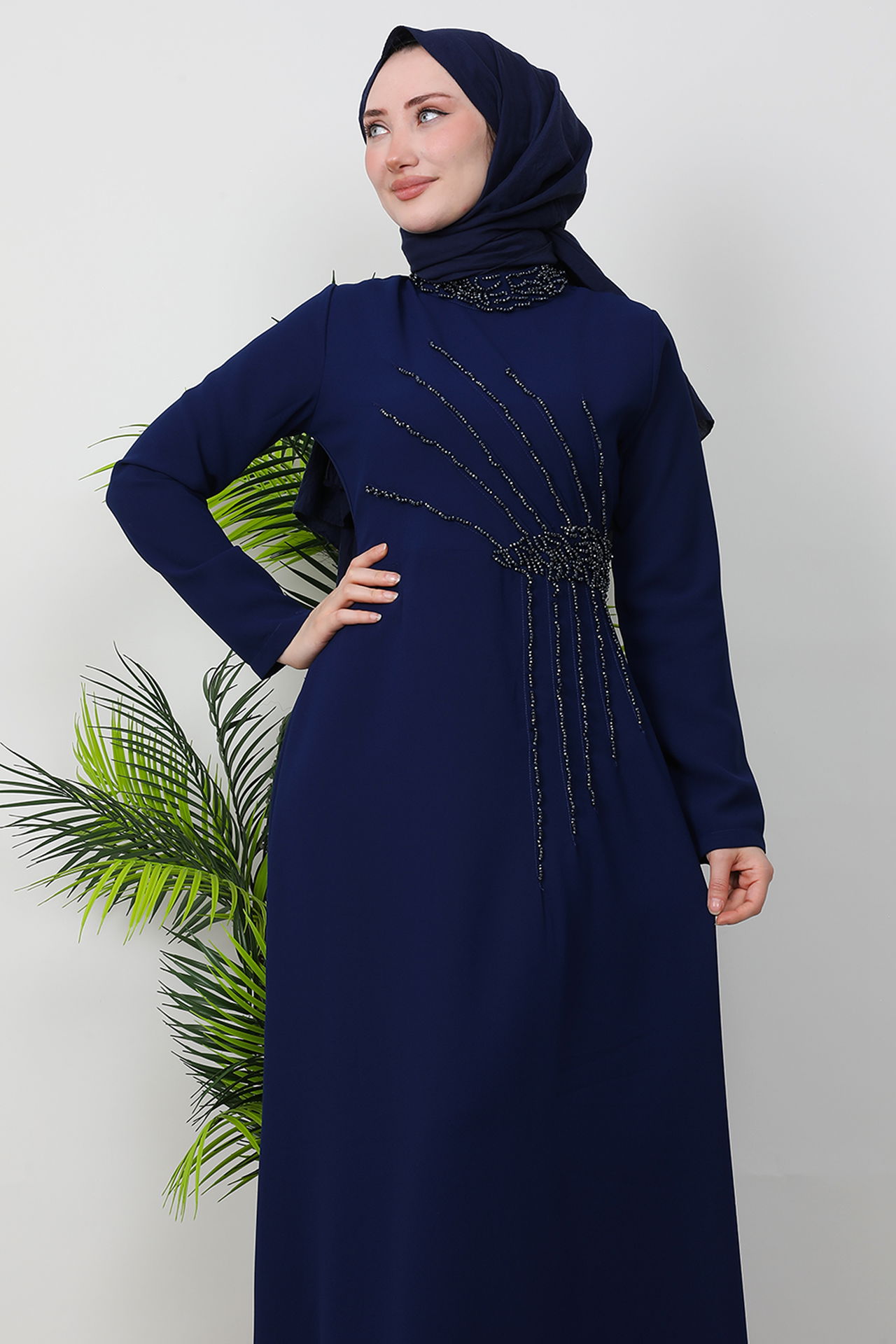 Gaye Taşlı Elbise Lacivert - 5