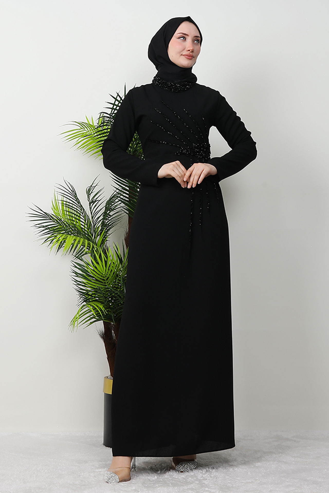 Gaye Taşlı Elbise Siyah - 3