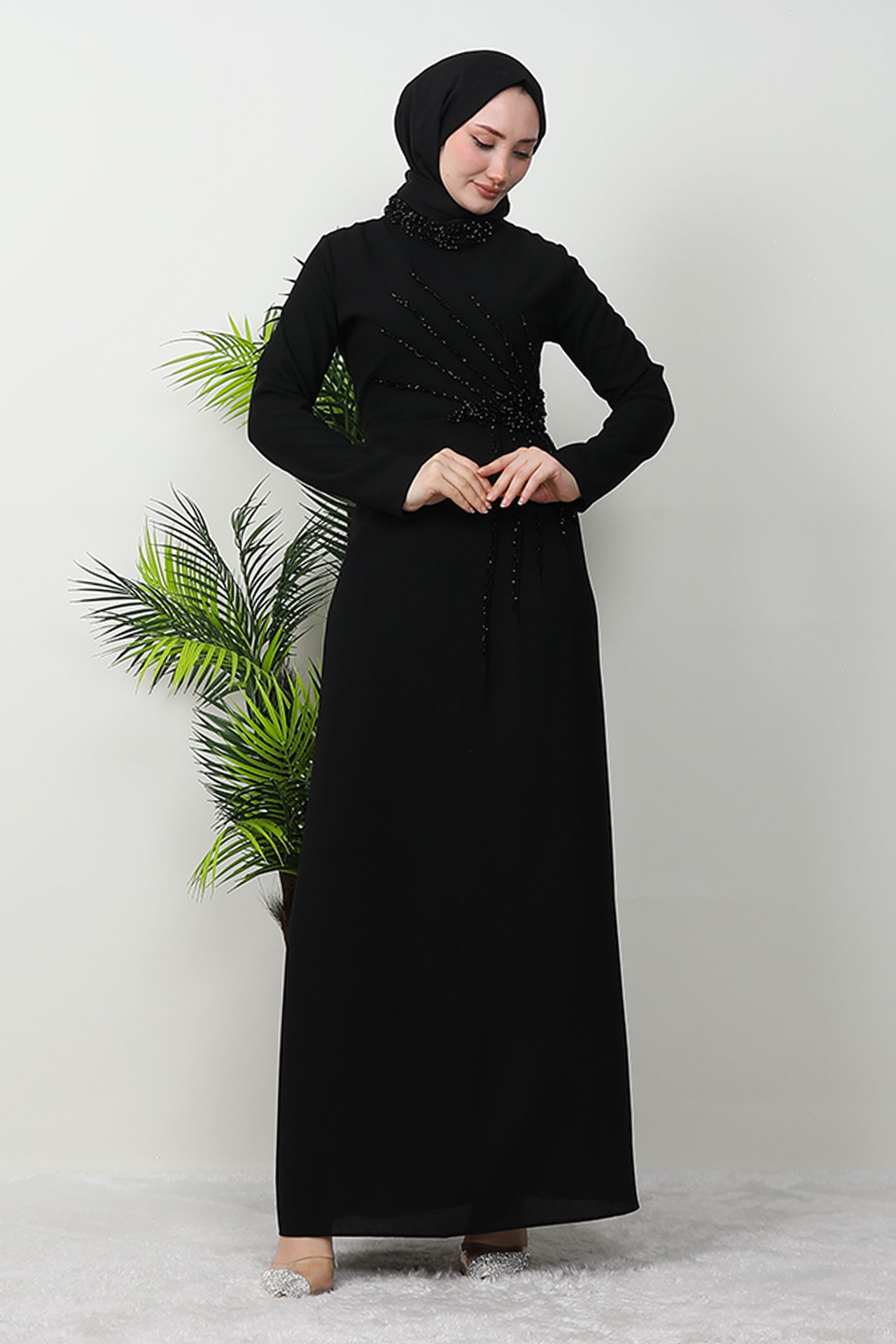 Gaye Taşlı Elbise Siyah - 4