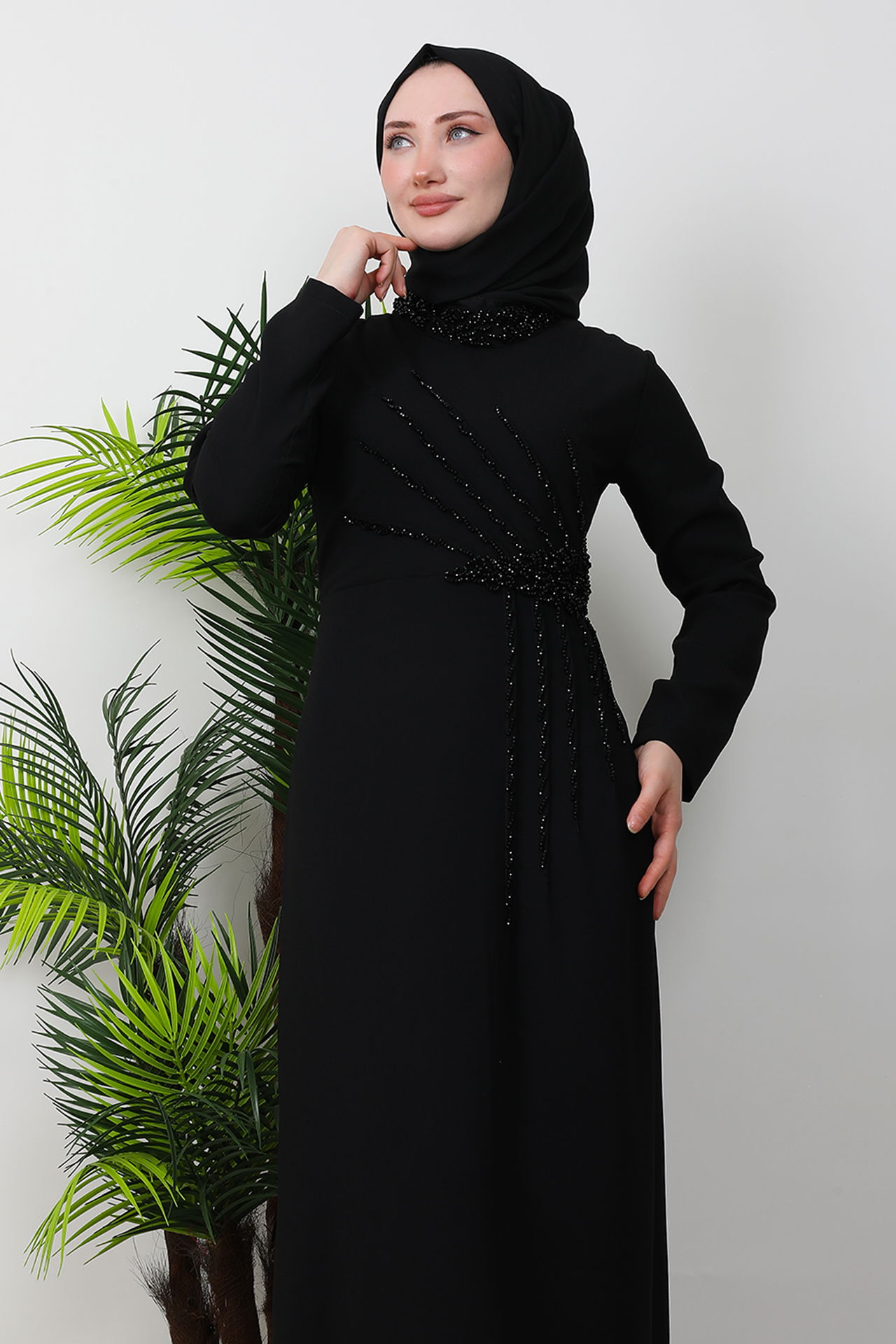 Gaye Taşlı Elbise Siyah - 5