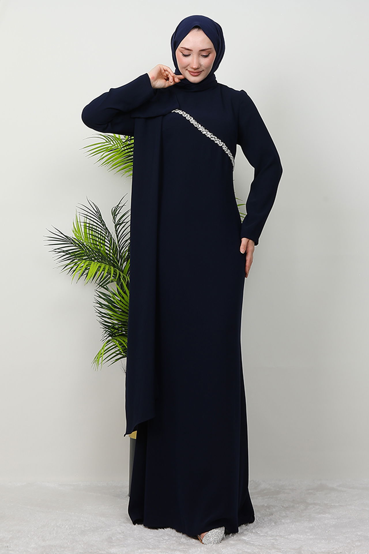 Özün Taşlı Abiye Koyu Lacivert - 4