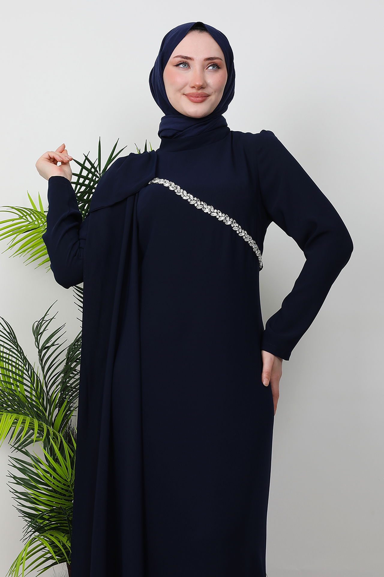 Özün Taşlı Abiye Koyu Lacivert - 5