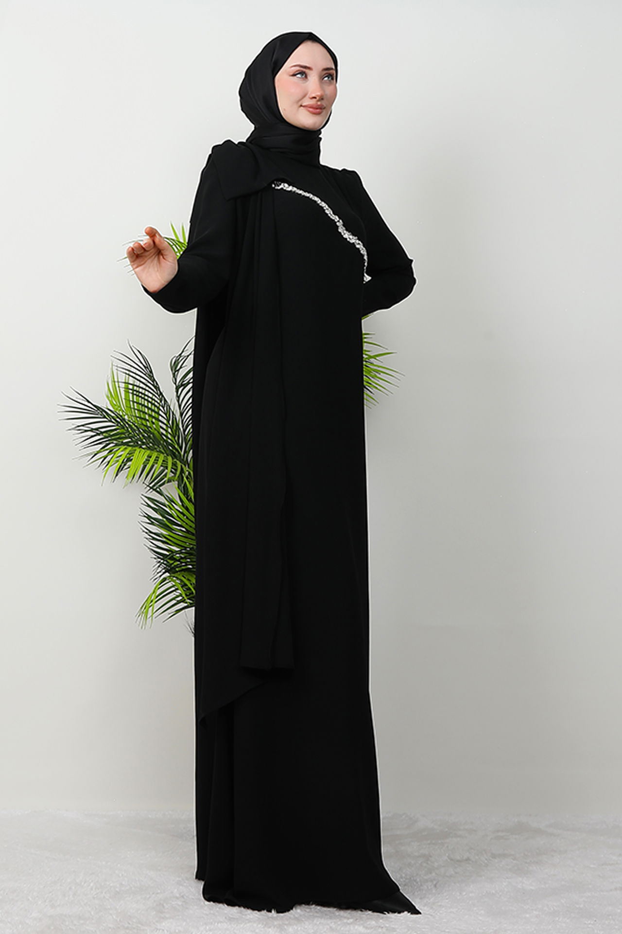 Özün Taşlı Abiye Siyah - 1