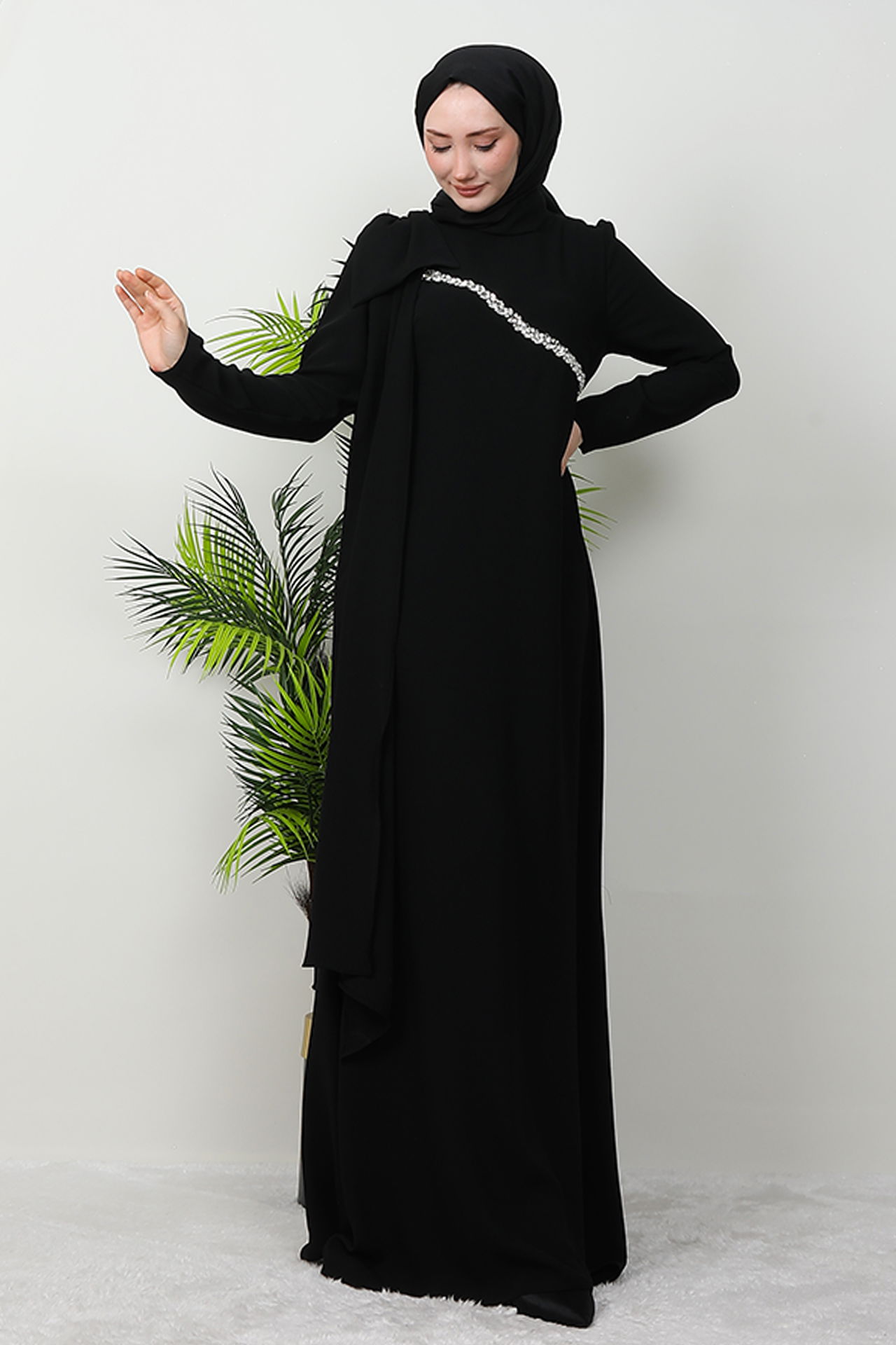 Özün Taşlı Abiye Siyah - 2