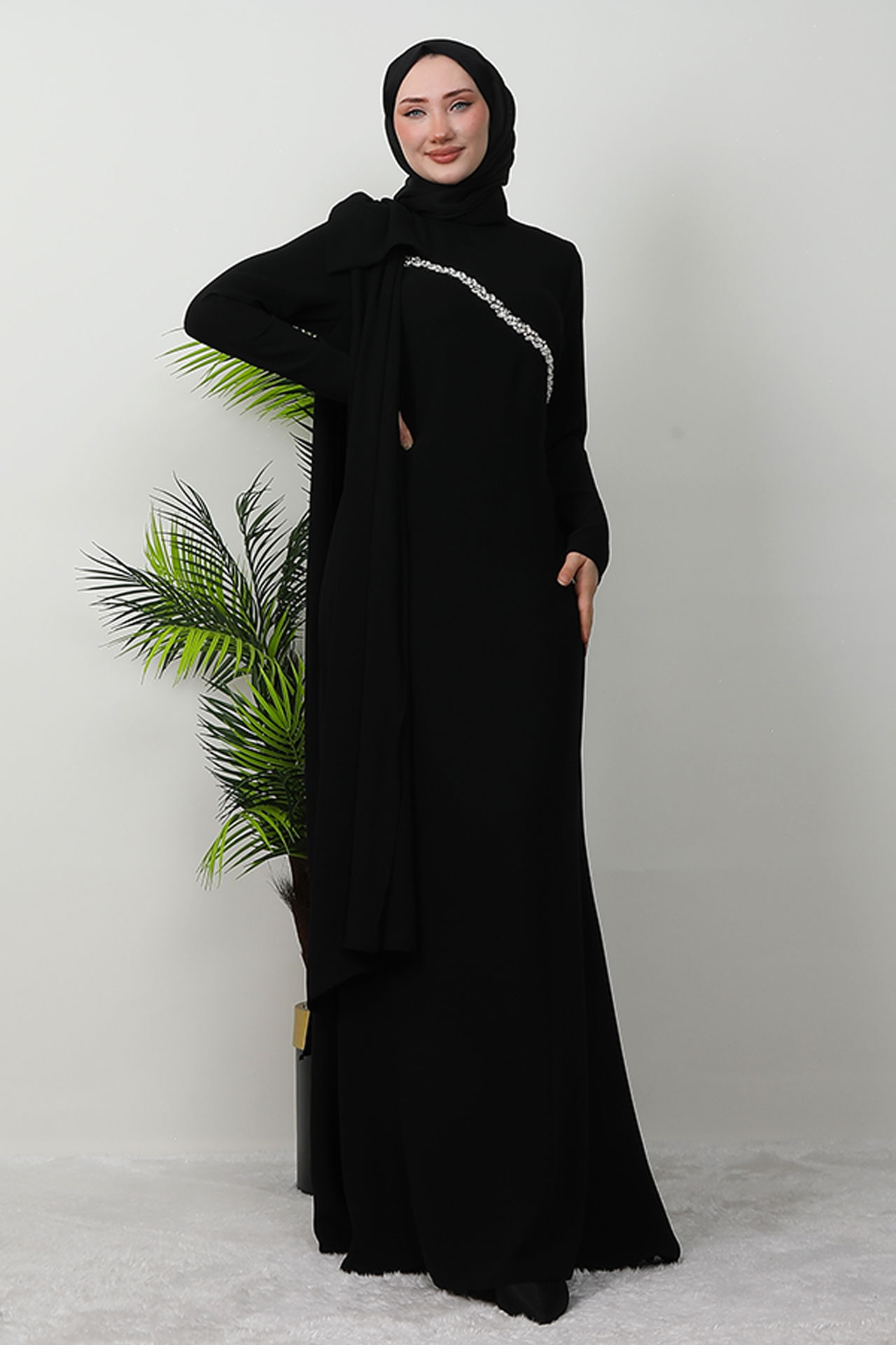 Özün Taşlı Abiye Siyah - 3