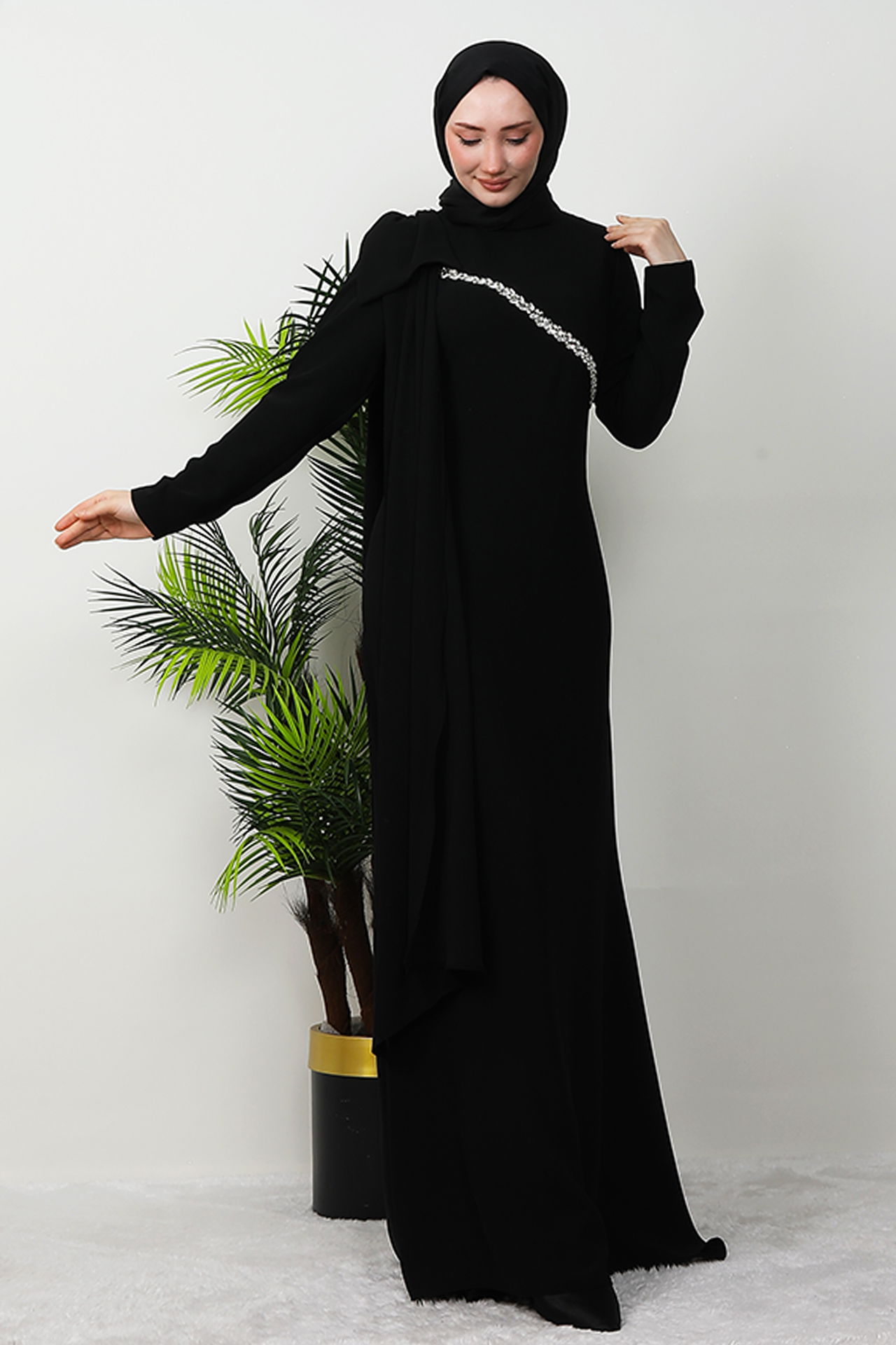 Özün Taşlı Abiye Siyah - 4