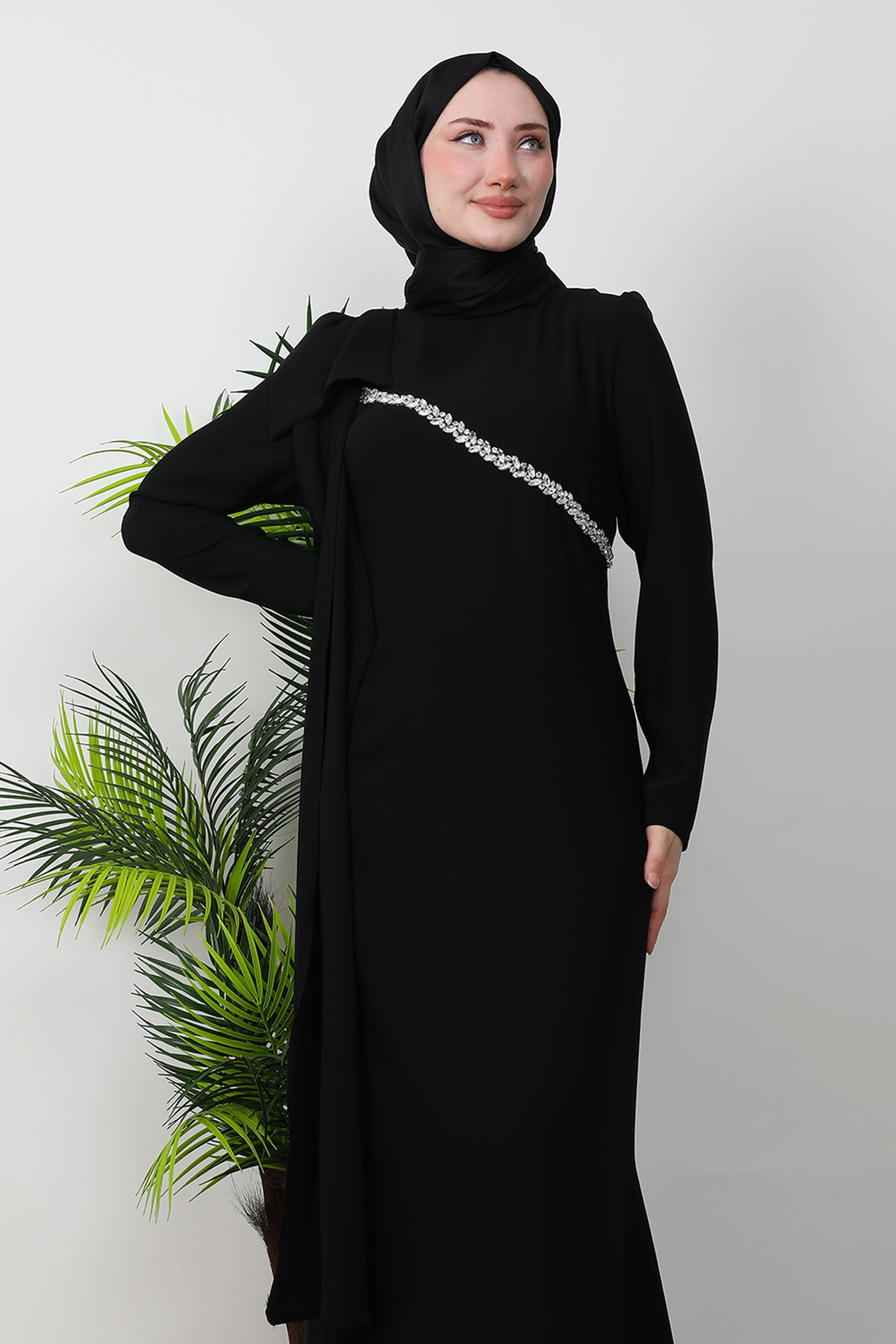 Özün Taşlı Abiye Siyah - 5