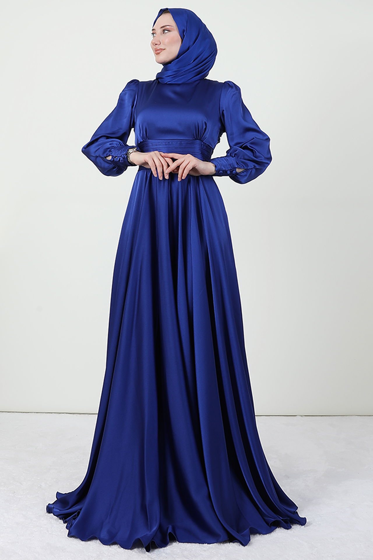 Beli Pileli Saten Abiye Saks - 4