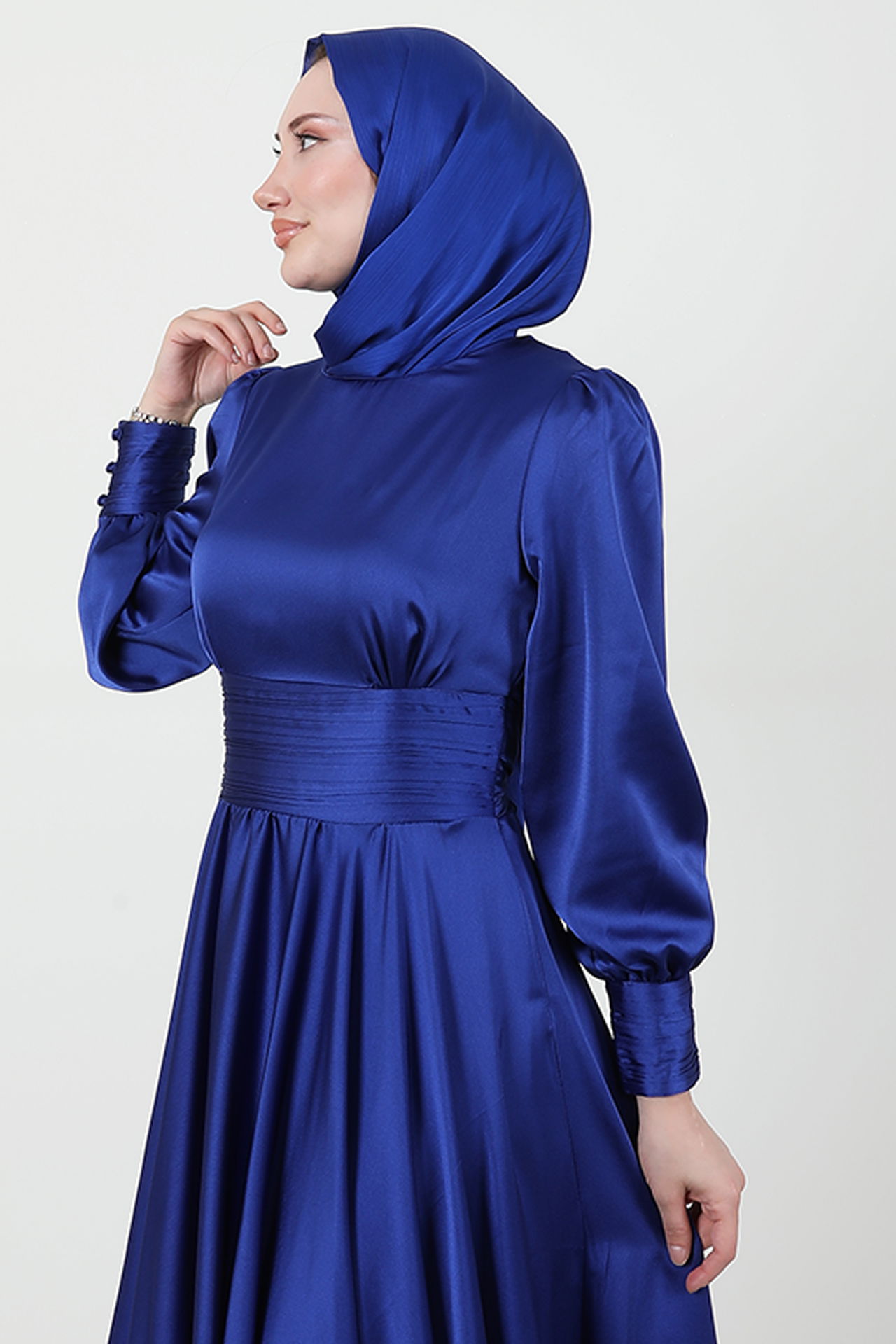 Beli Pileli Saten Abiye Saks - 5