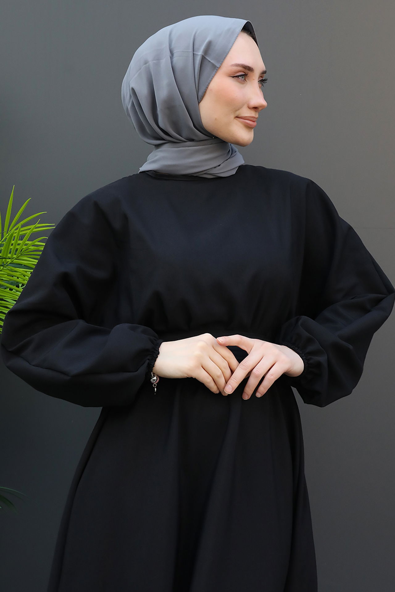 Efil Tesettür Elbise Siyah - 4