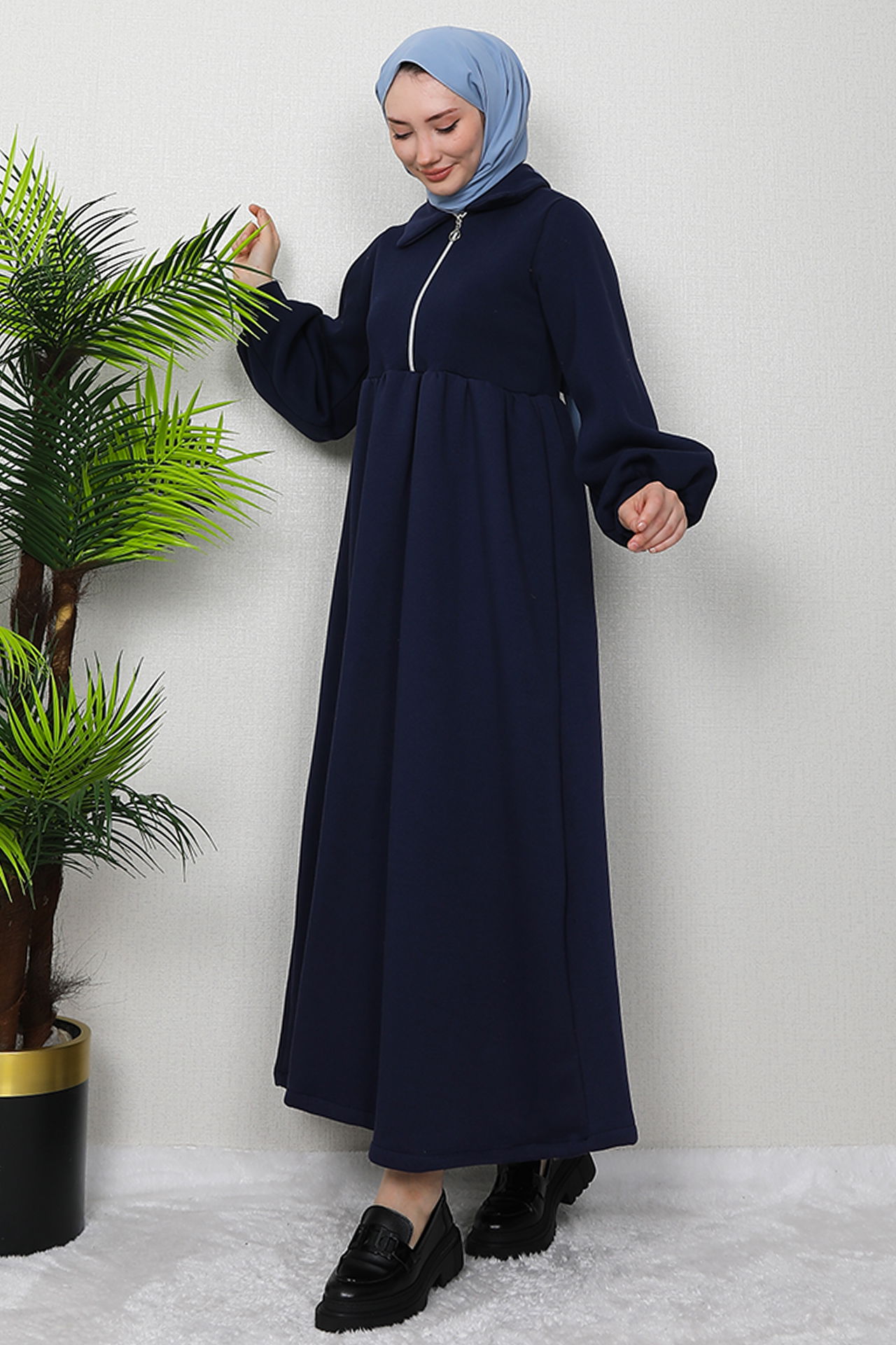 İlayda Fermuarlı Elbise Lacivert - 2