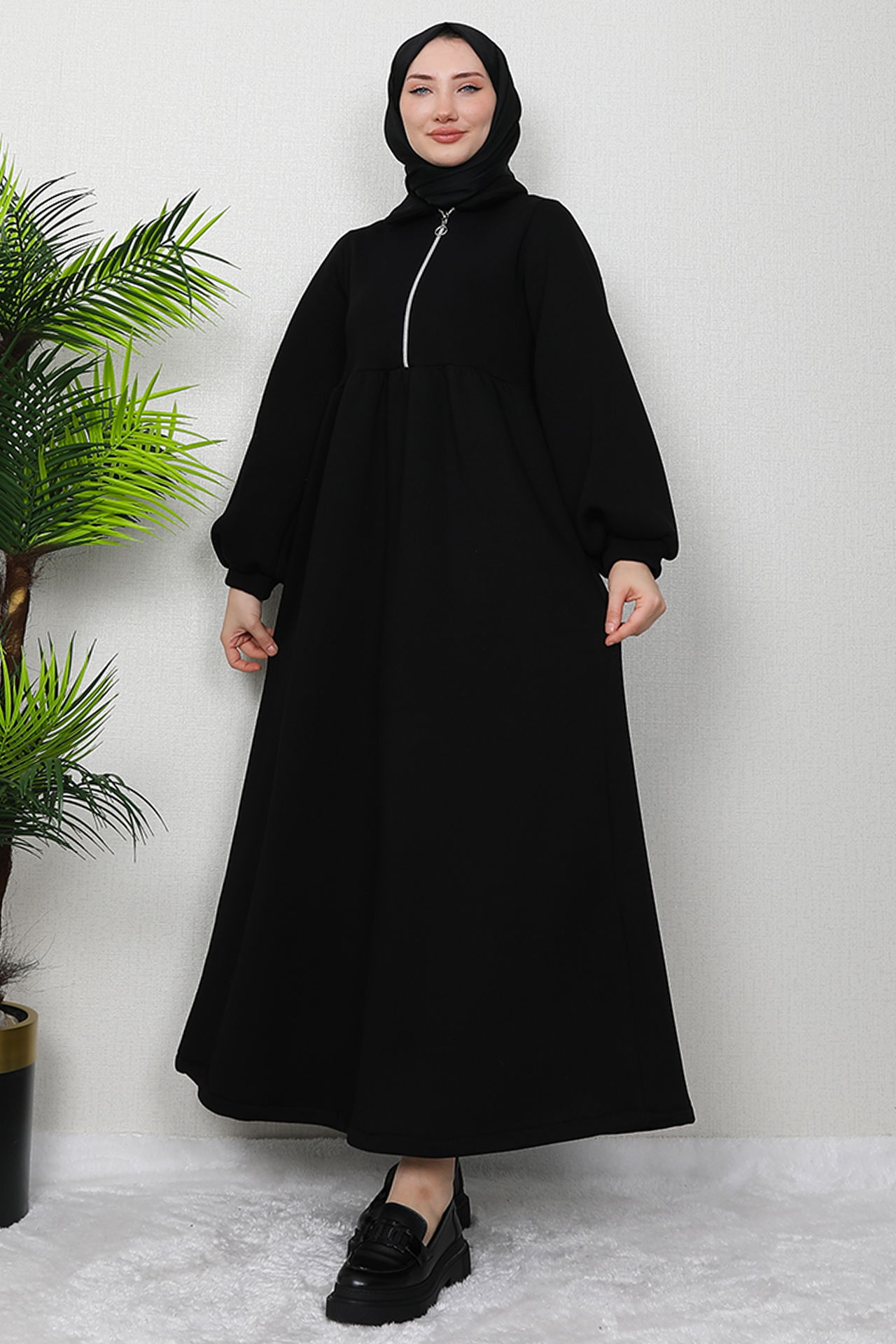 İlayda Fermuarlı Elbise Siyah 