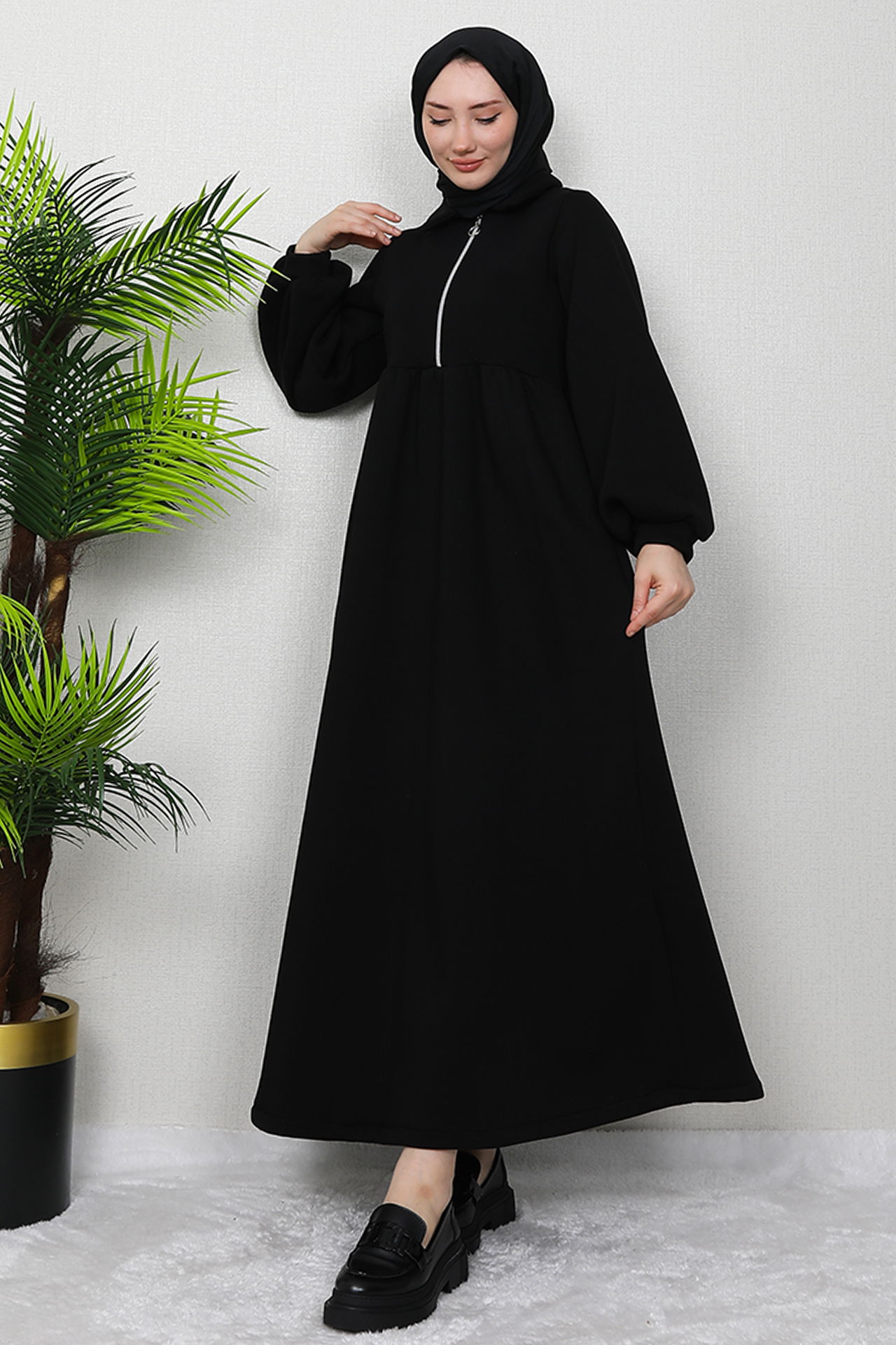 İlayda Fermuarlı Elbise Siyah - 2