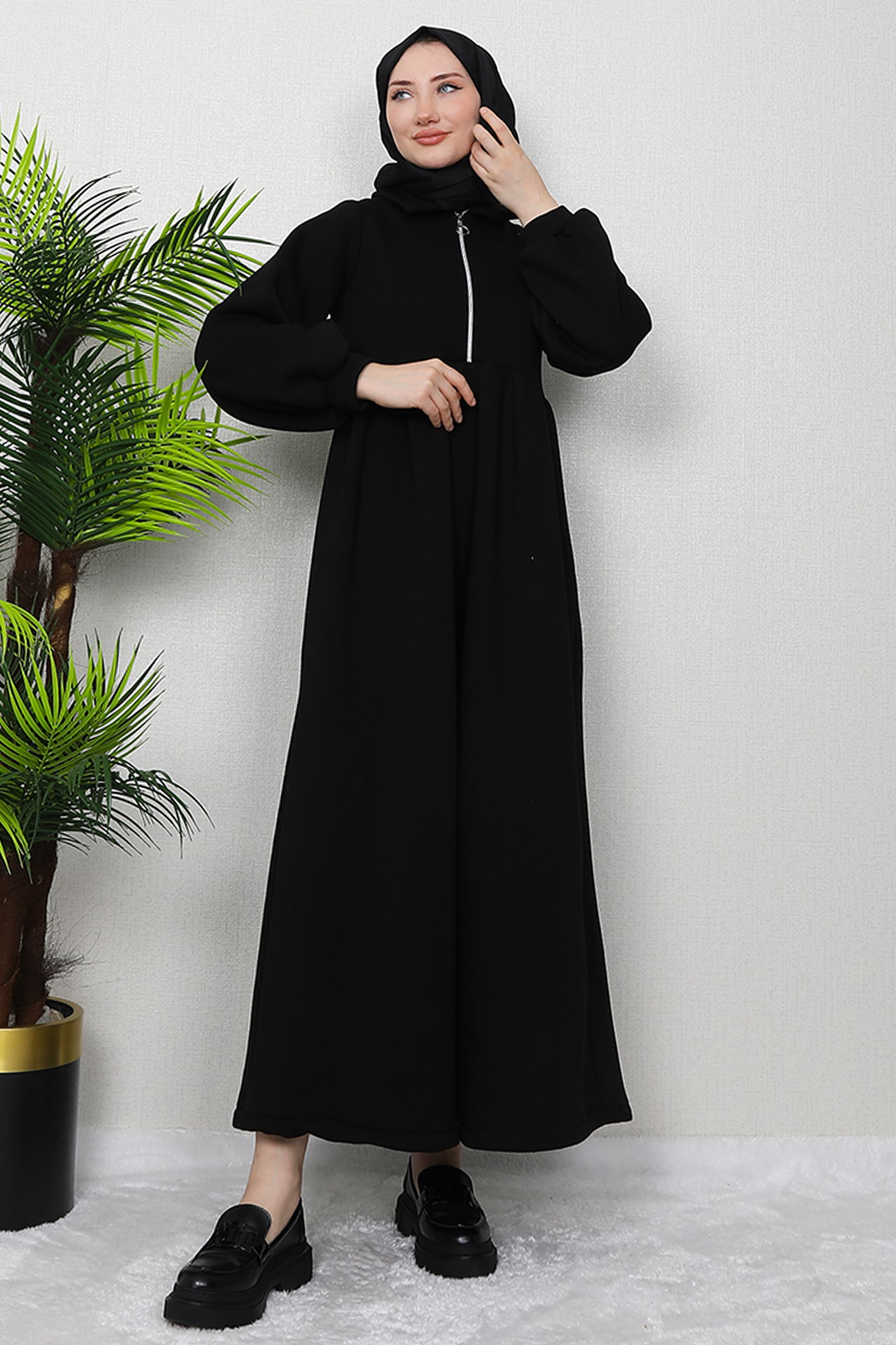 İlayda Fermuarlı Elbise Siyah - 3