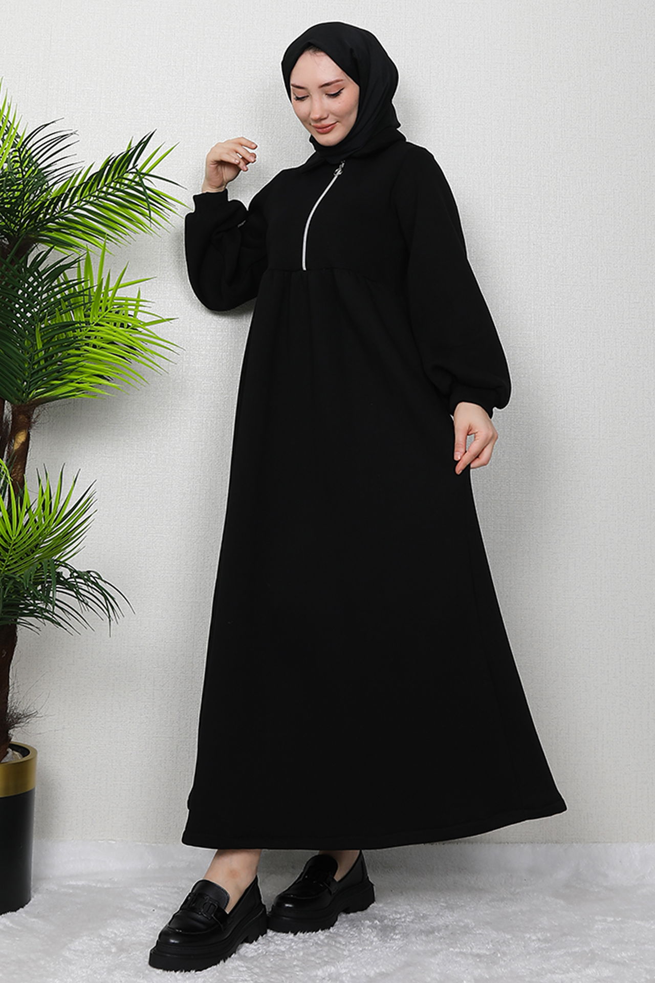 İlayda Fermuarlı Elbise Siyah - 4