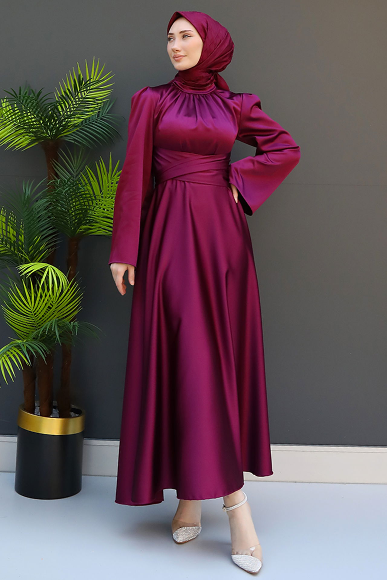 Nazlı Tesettür Elbise Fuşya 