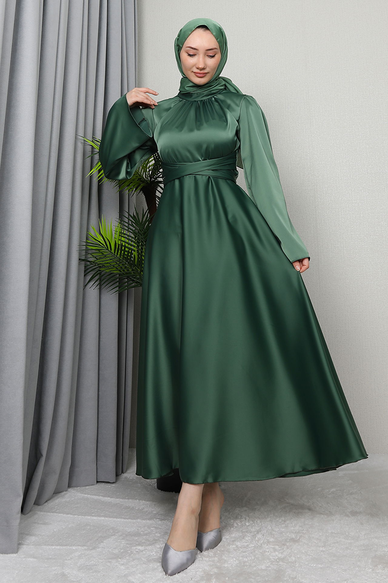 Nazlı Tesettür Elbise Haki - 2