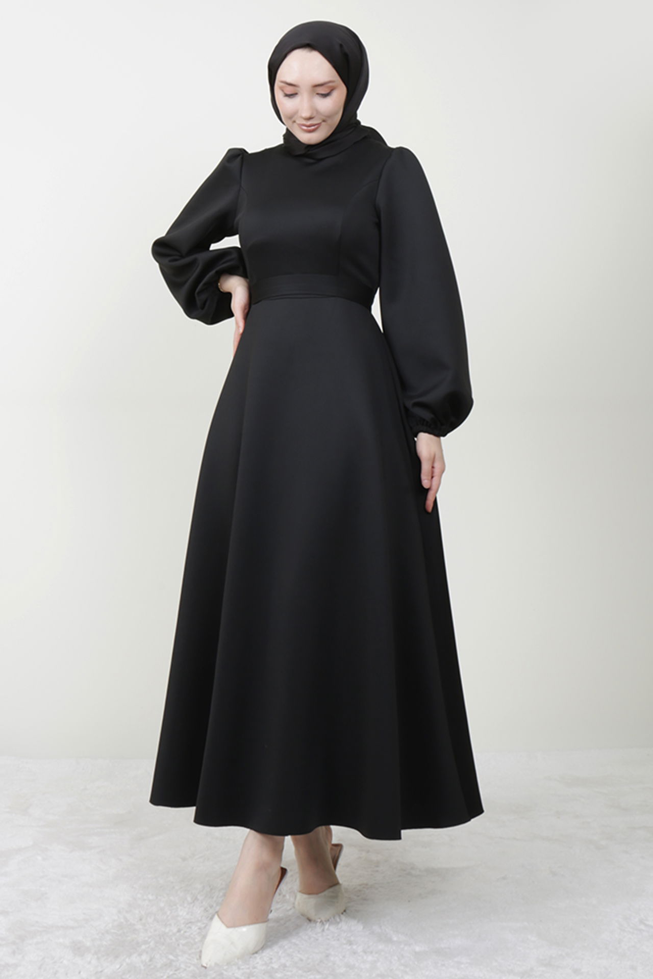 Ronay Tesettür Elbise Siyah - 2