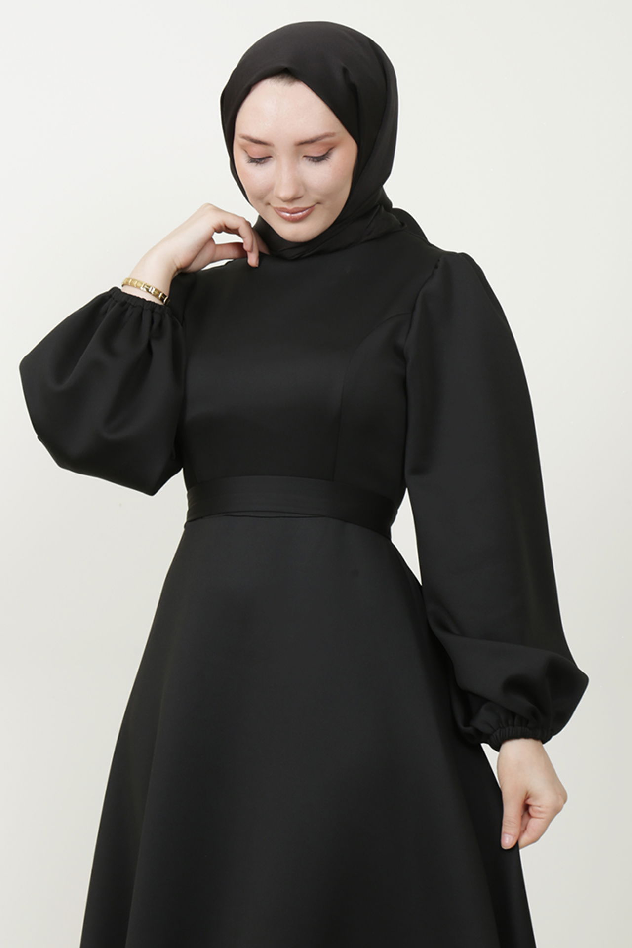 Ronay Tesettür Elbise Siyah - 5