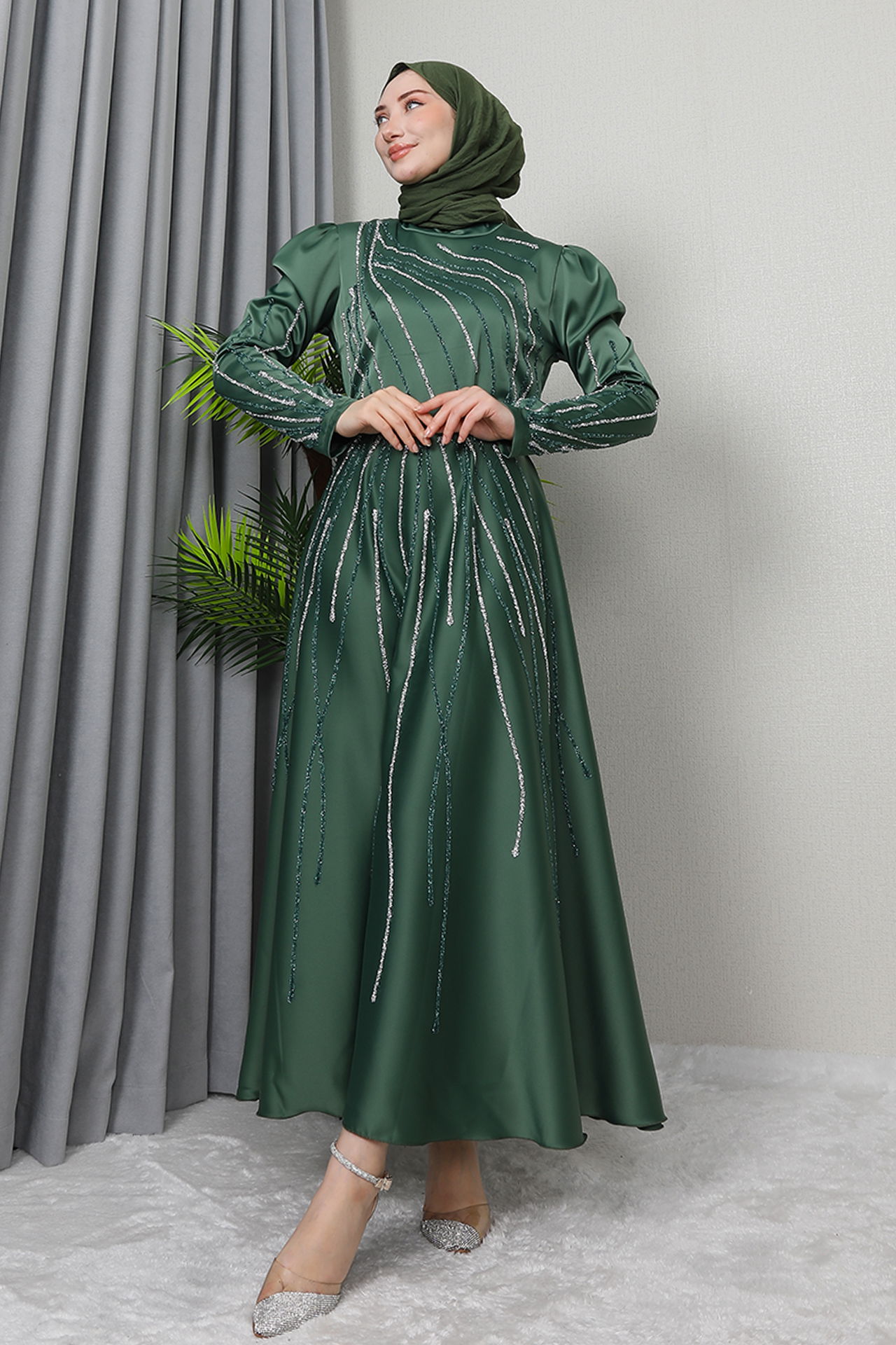 Efsa Saten Abiye Soft Yeşil - 3