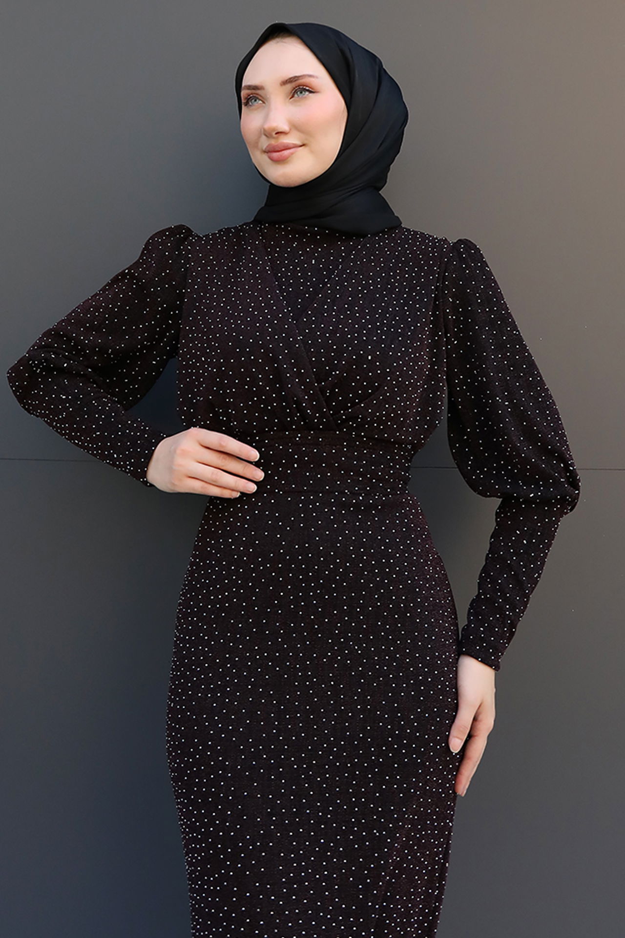 Sema Tesettür Elbise Koyu Bordo - 5