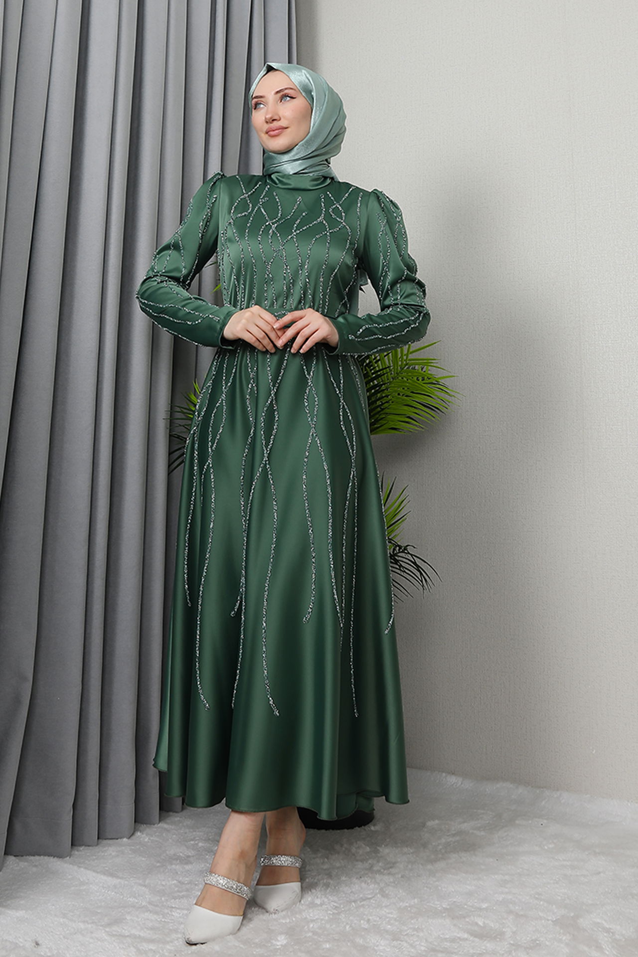 Şeyma Saten Abiye Soft Yeşil - 3