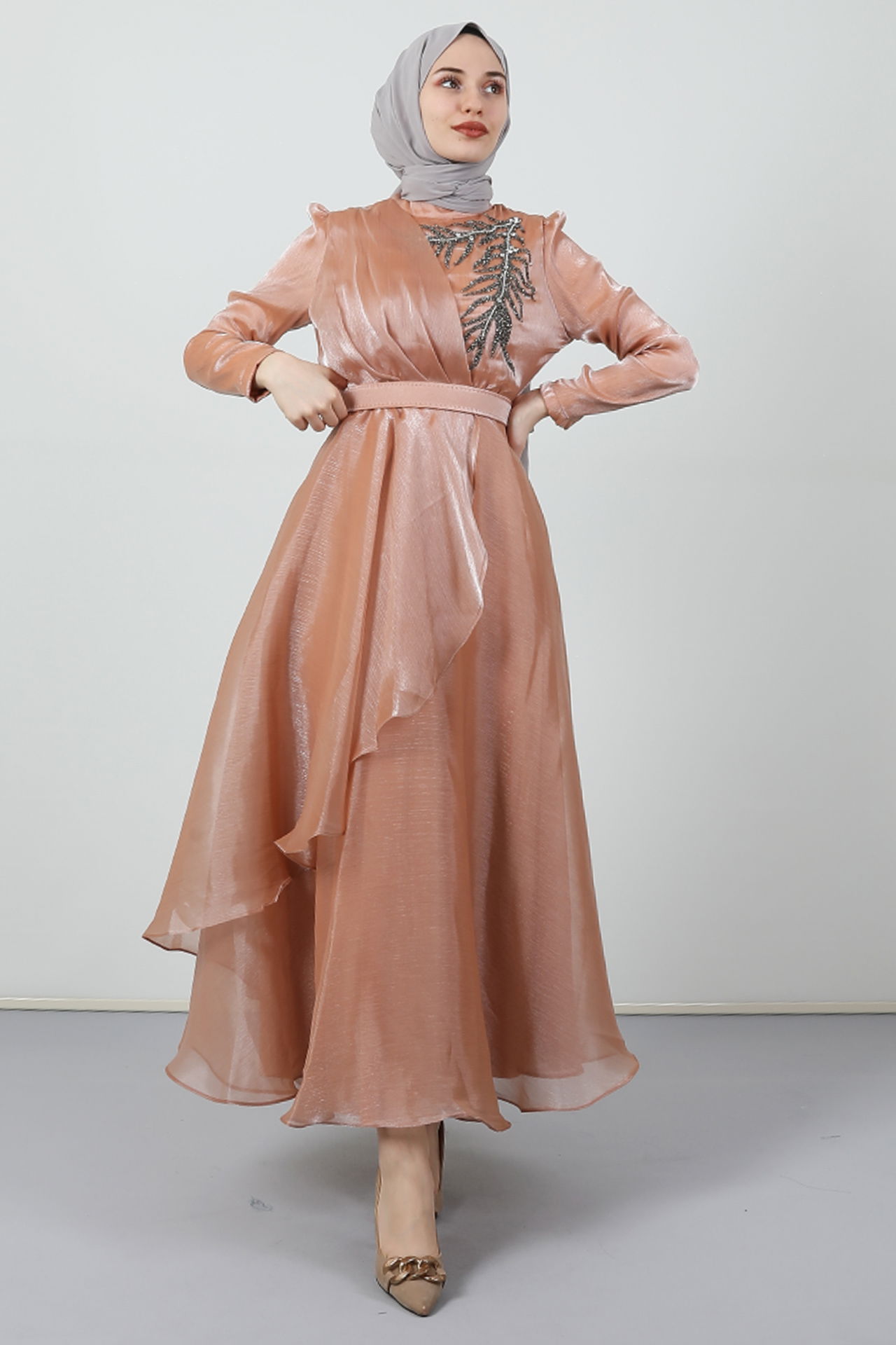 Taşlı Organze Abiye Kavuniçi 
