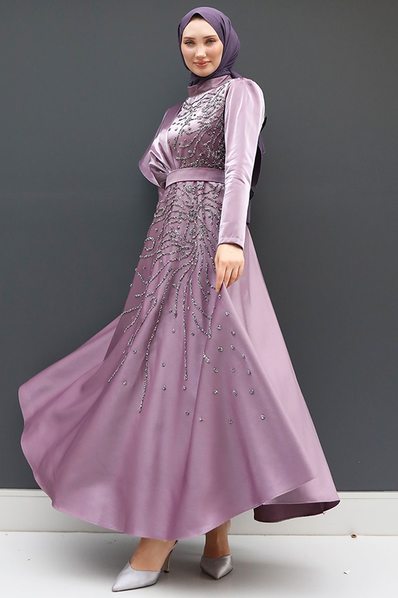 GİYZAMİLA - Ayça Tesettür Abiye Soft Lila
