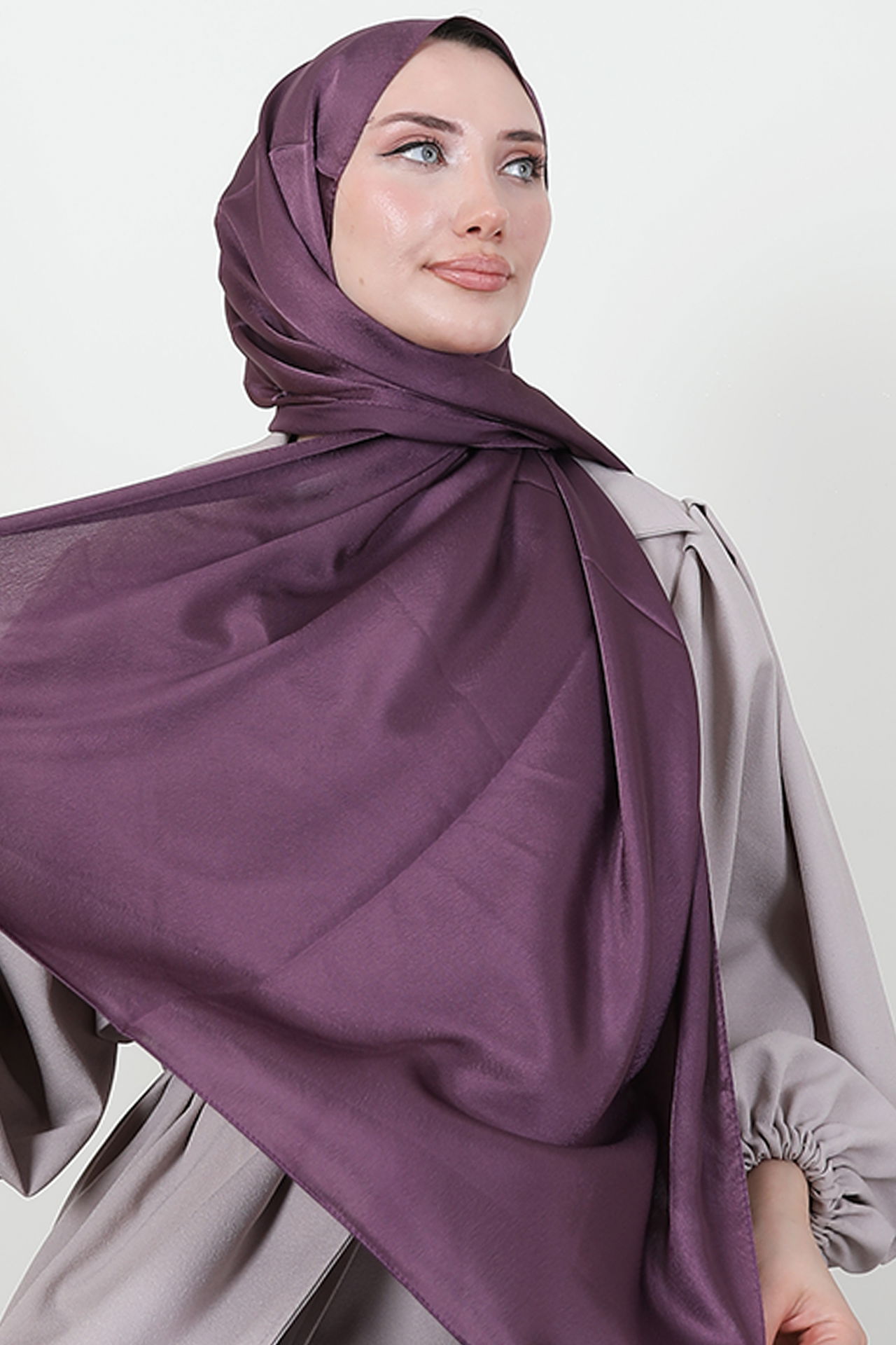 İnci Saten Şal Koyu Lila - 3