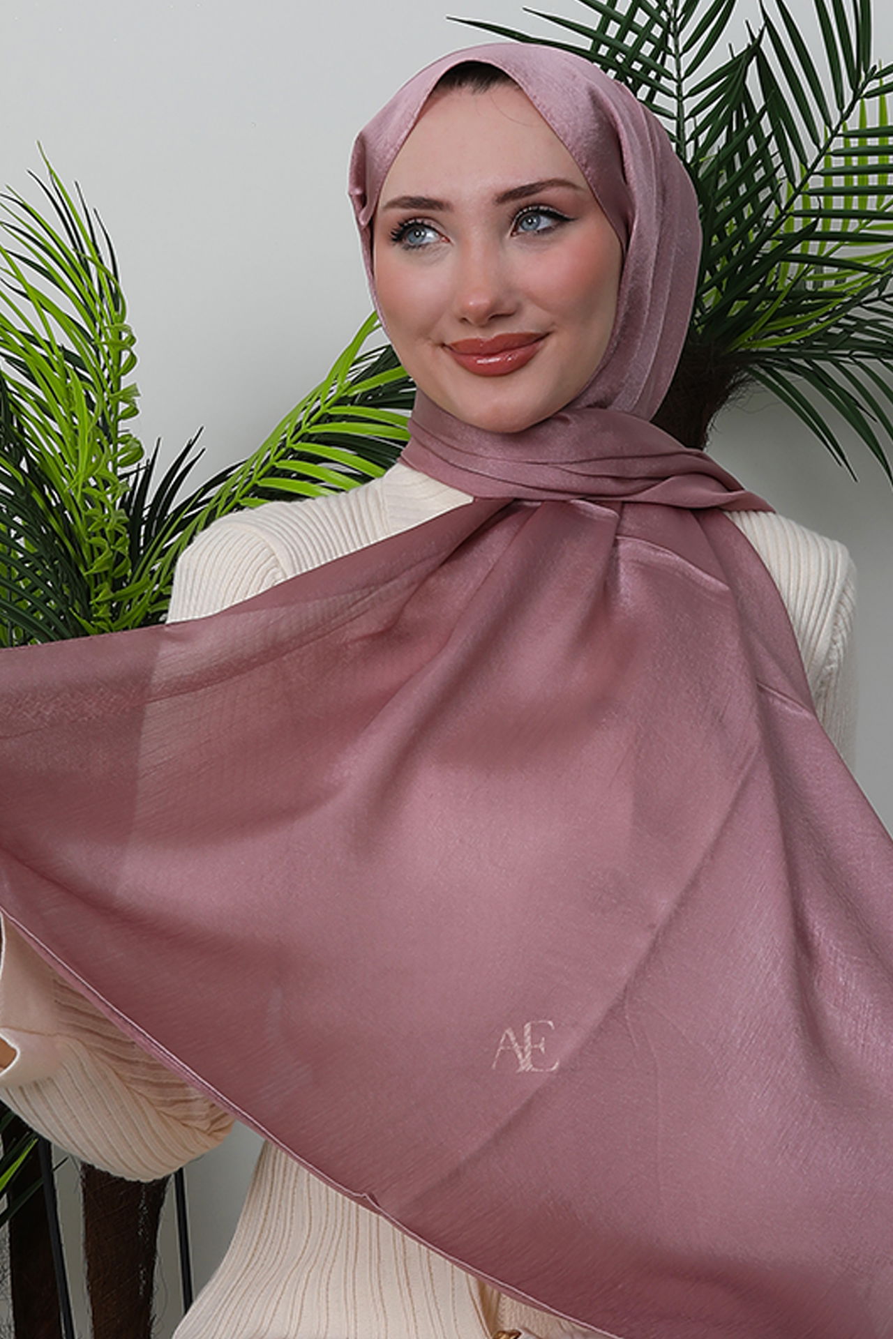 İnci Saten Şal Pembe - 3