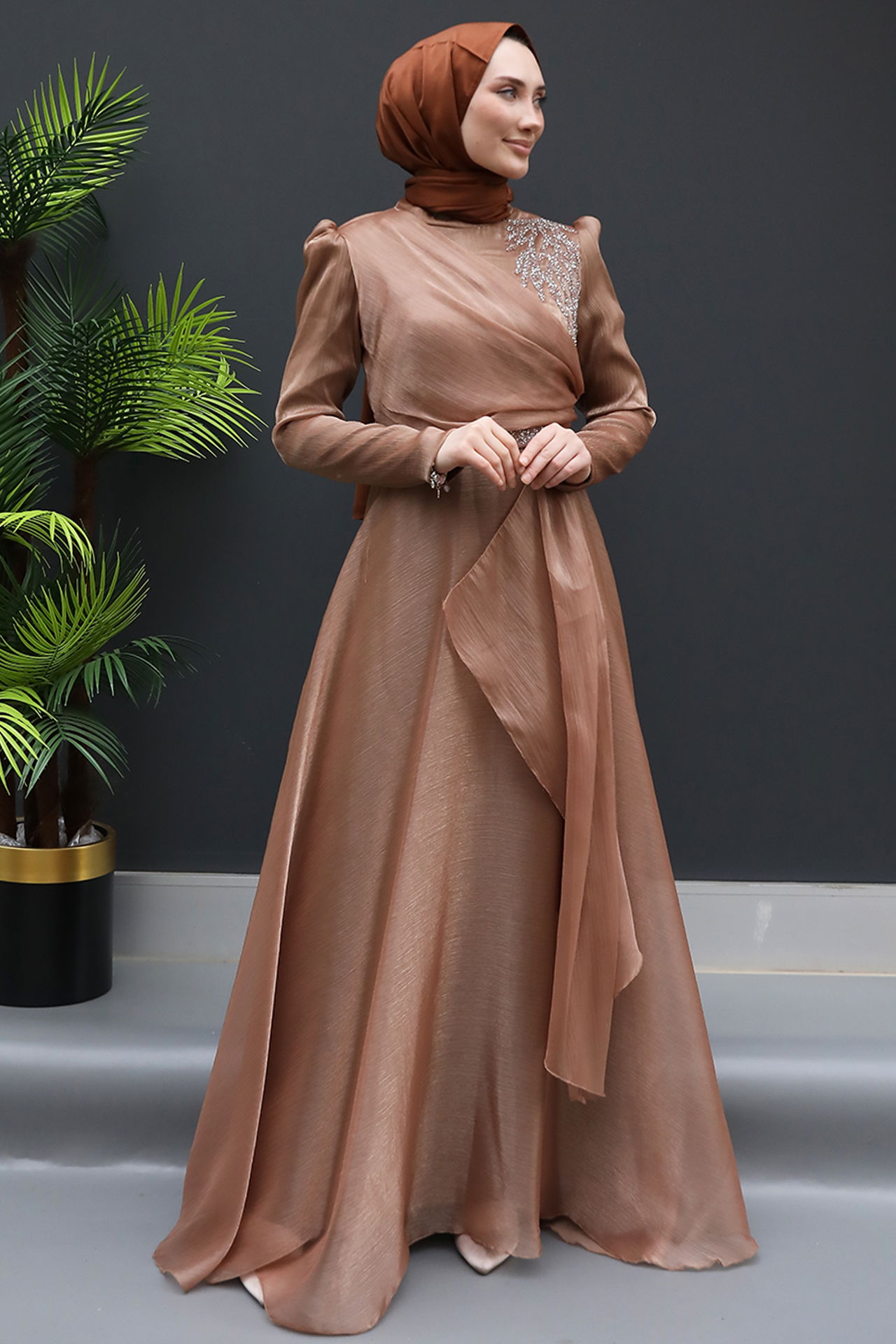 Eliza Tesettür Abiye Bakır - 3