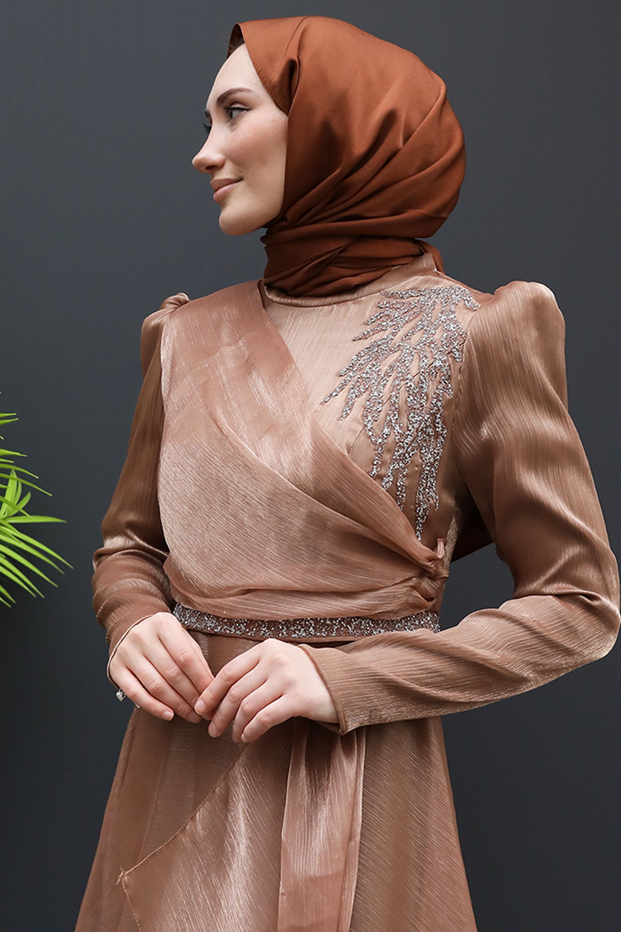 Eliza Tesettür Abiye Bakır - 5