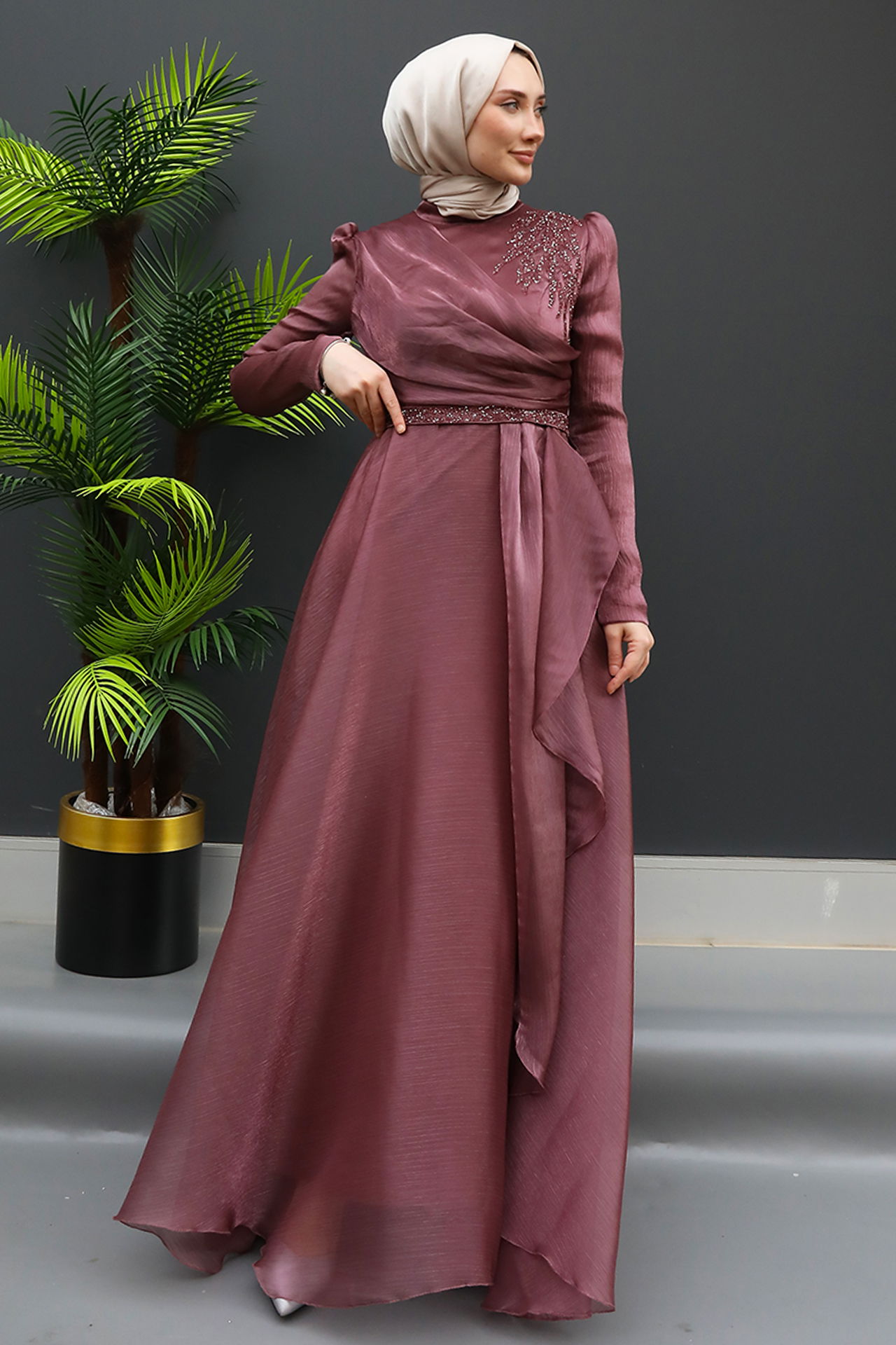Eliza Tesettür Abiye Gül Kurusu 