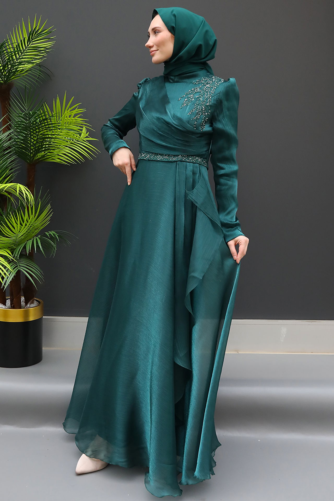 Eliza Tesettür Abiye Zümrüt 