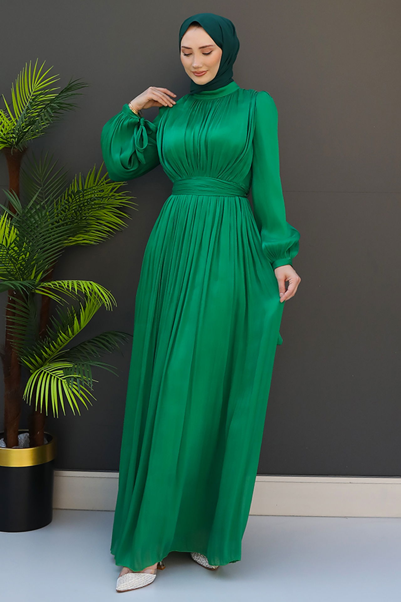 Beren İpek Elbise Yeşil - 2