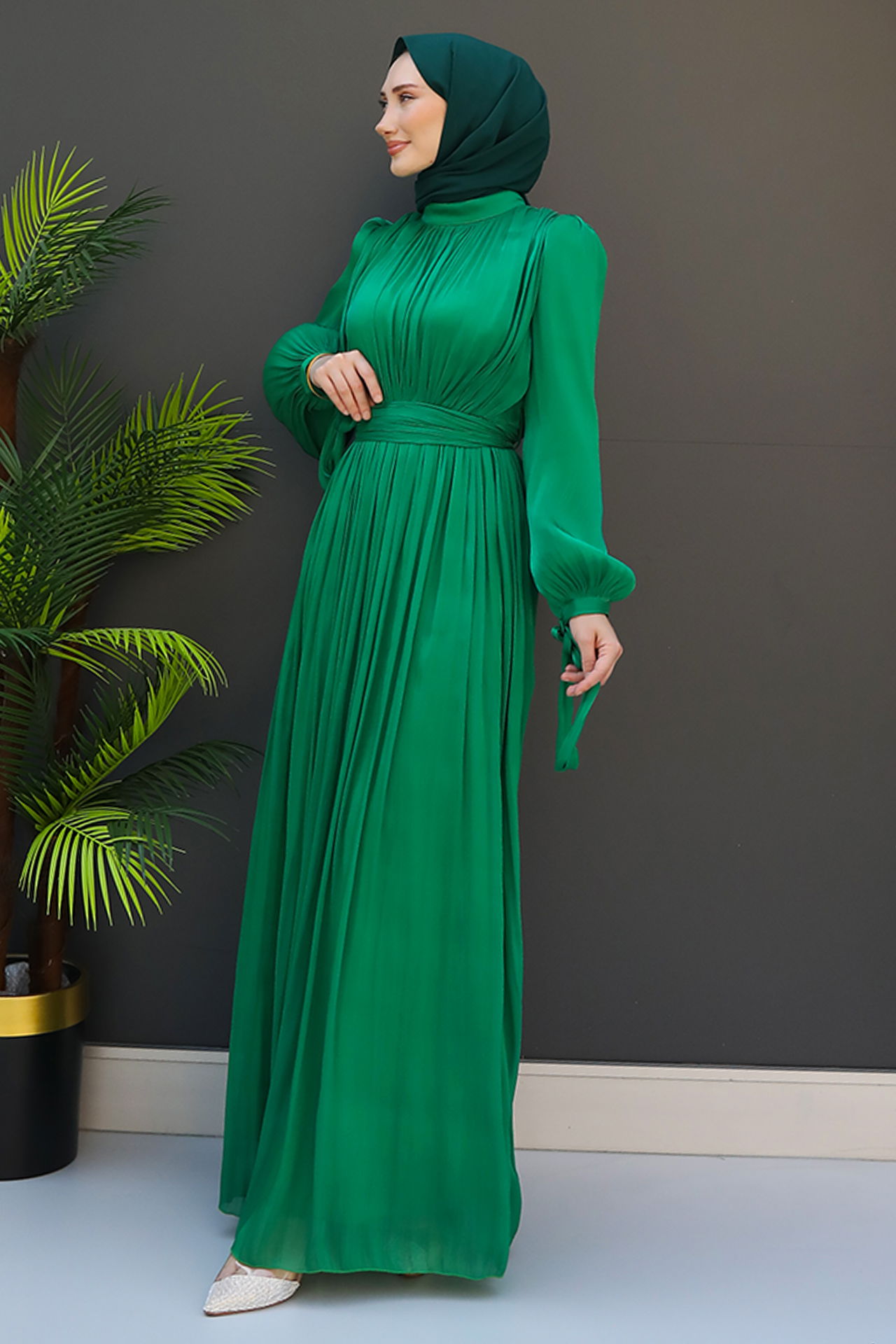 Beren İpek Elbise Yeşil - 3
