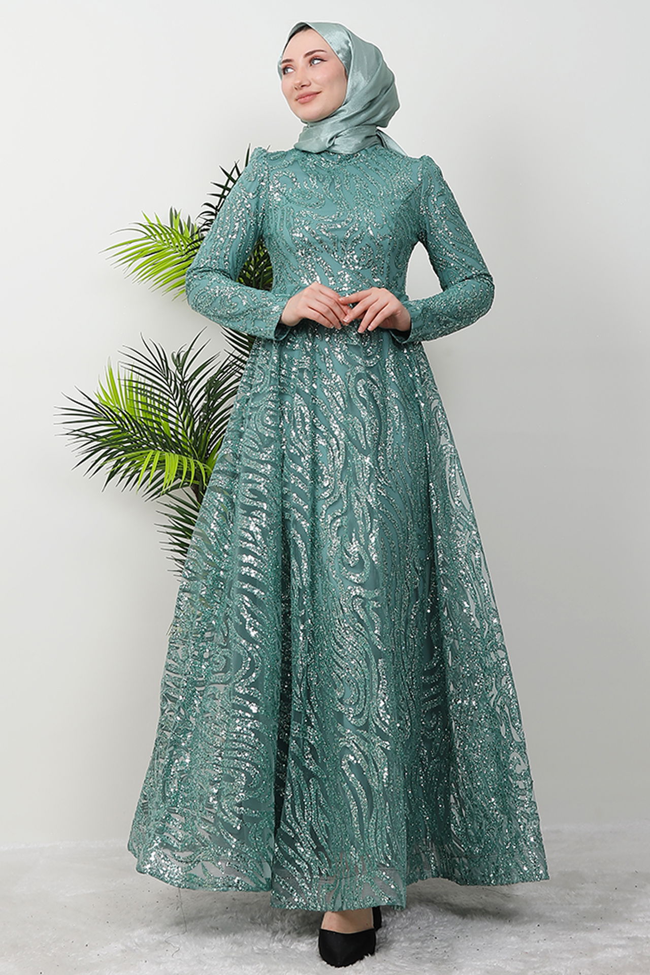 Fidan Tesettür Abiye Mint - 2