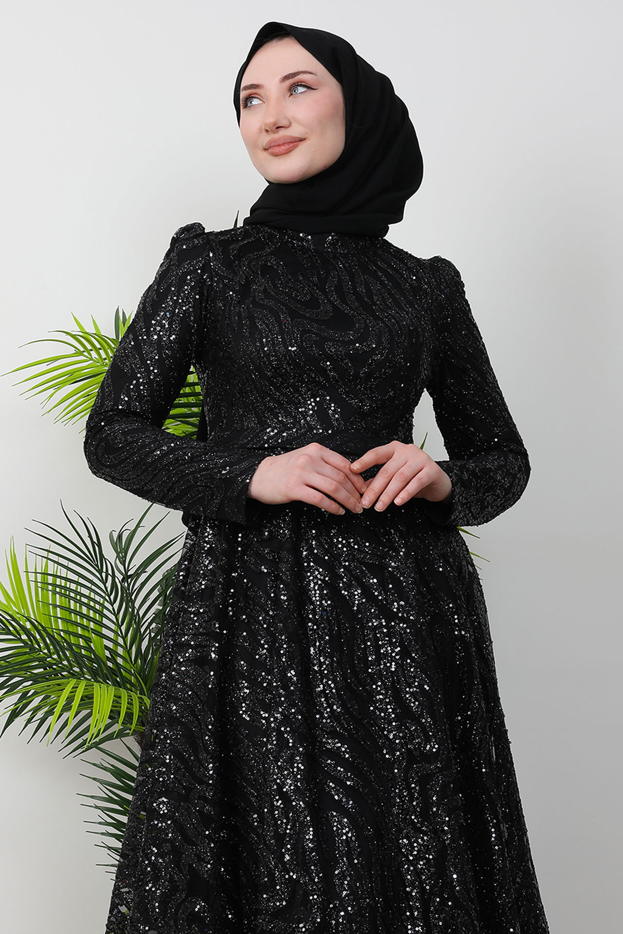 Fidan Tesettür Abiye Siyah - 5