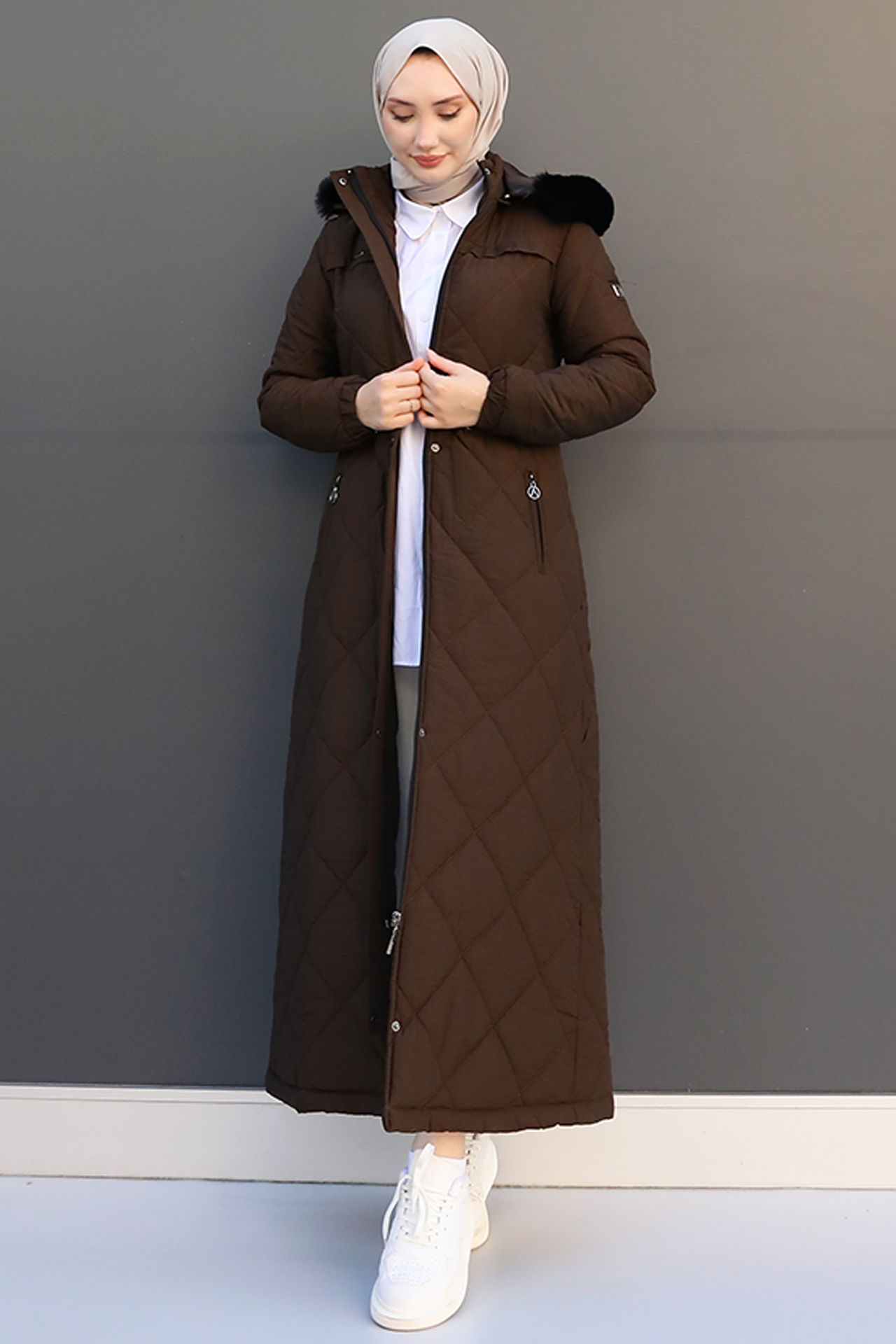 Aysema Kürklü Şişme Mont Kahve - 2